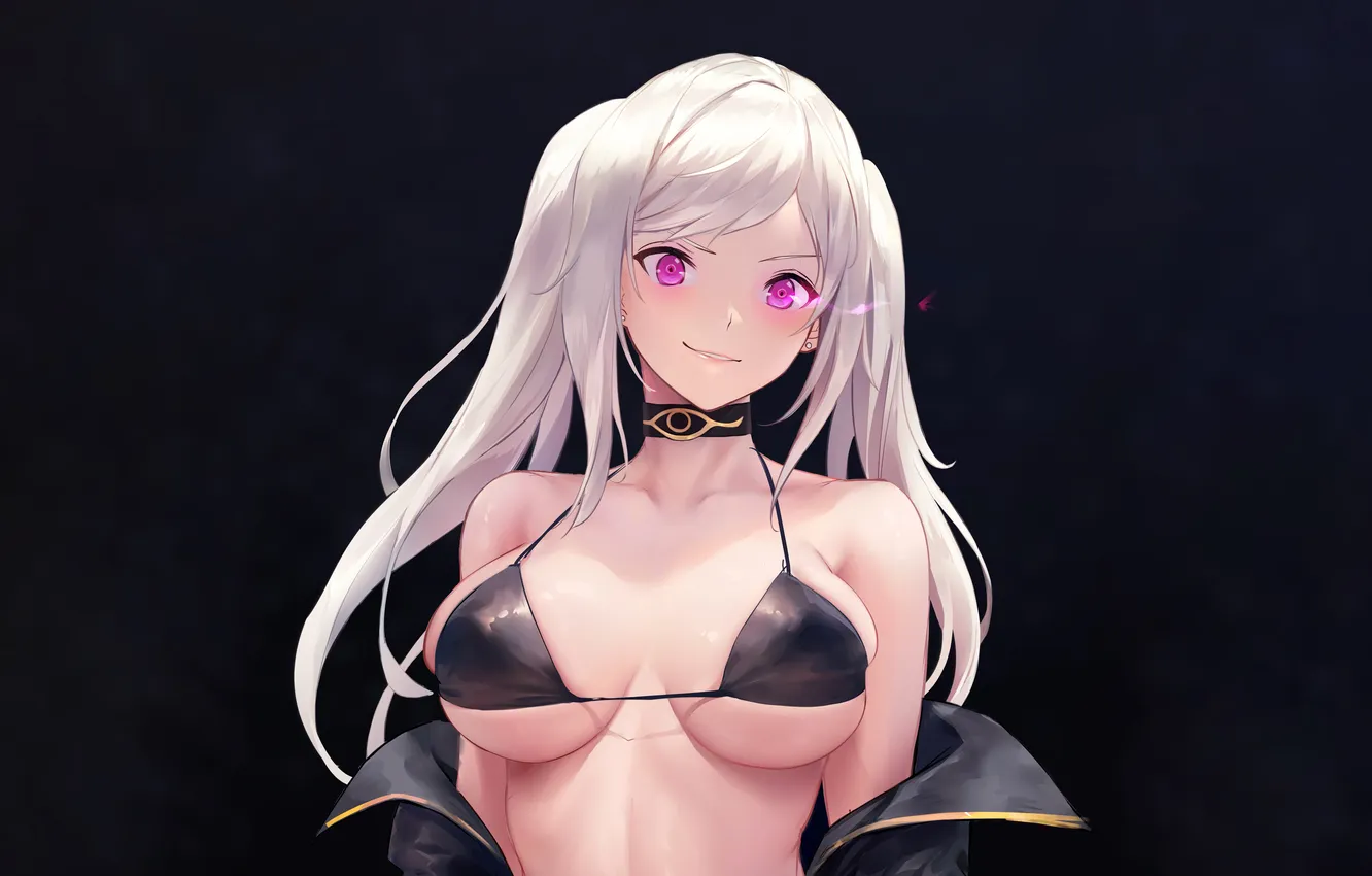 Photo wallpaper girl, sexy, cleavage, long hair, boobs, anime, beautiful, pretty