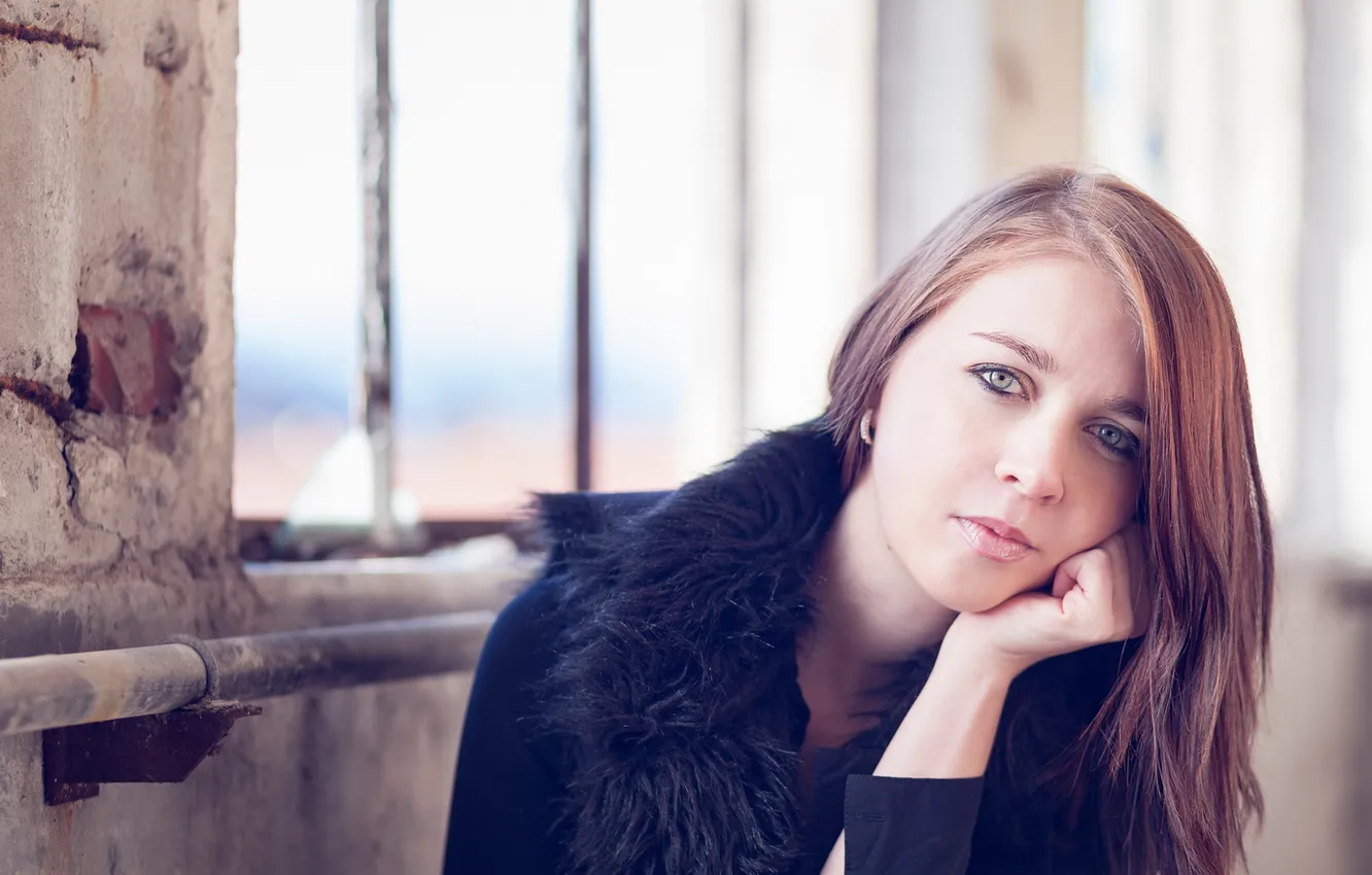 Photo wallpaper look, girl, portrait, Aurélie