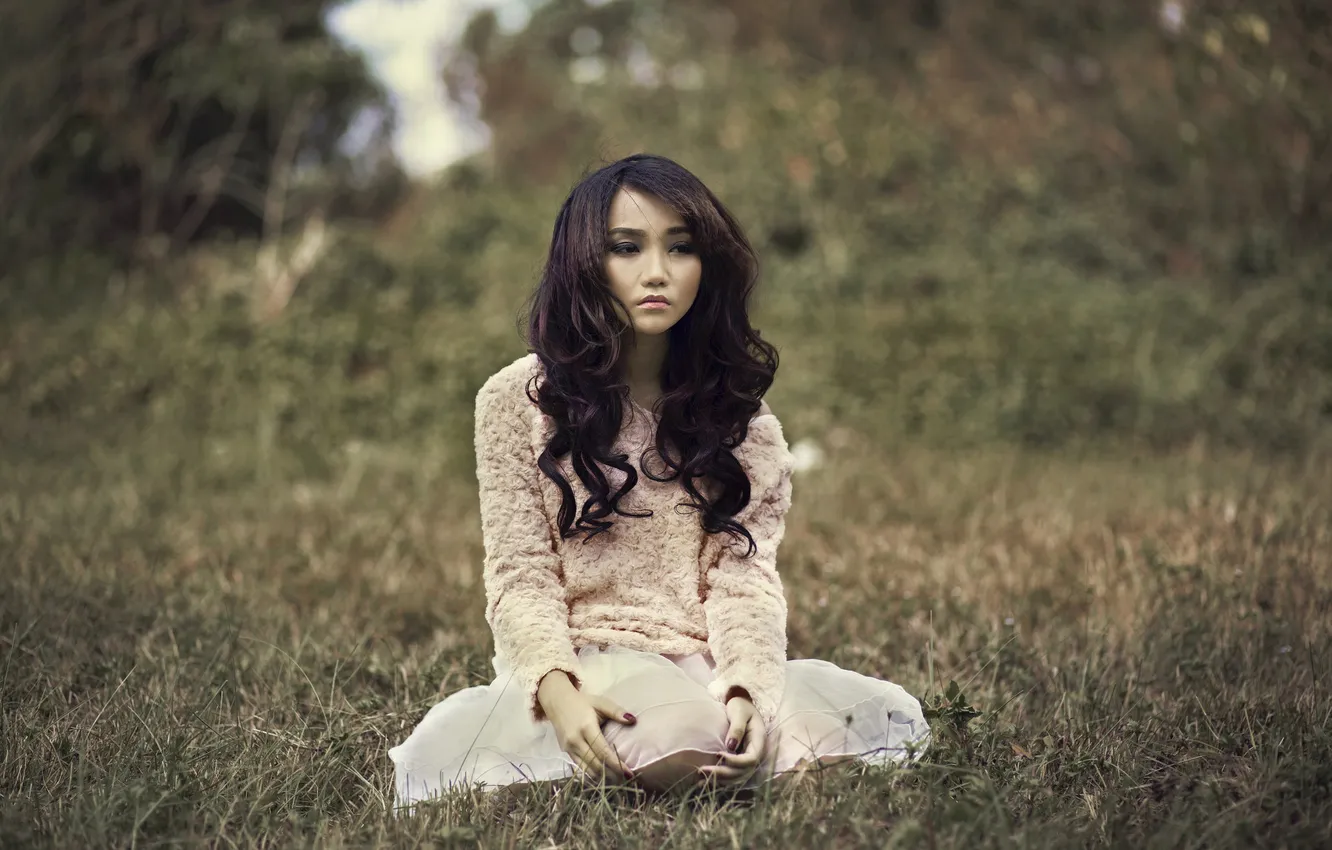 Photo wallpaper sadness, portrait, blur, bokeh, East, doll