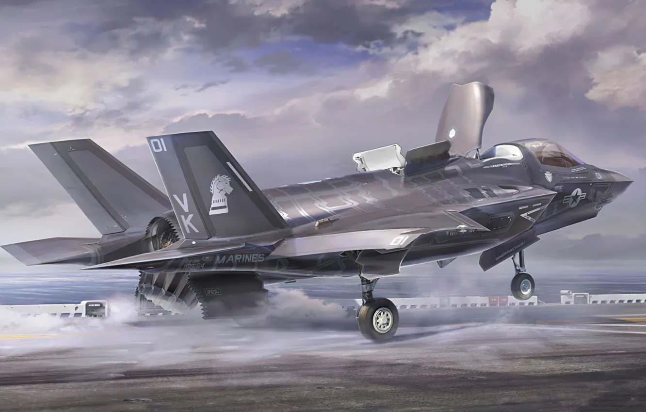 Photo wallpaper f-35, art, airplane, painting, jet