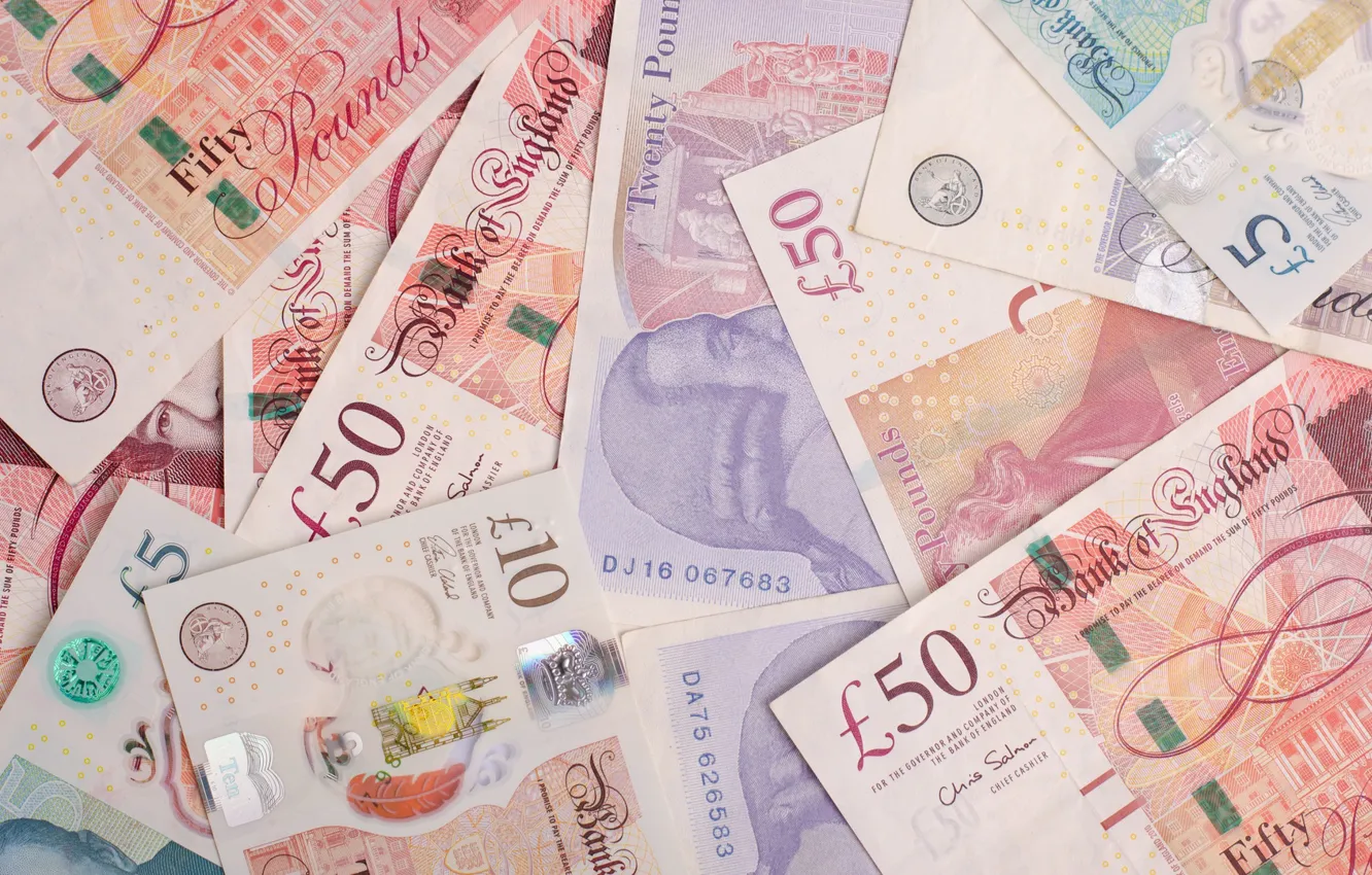 Photo wallpaper ink, bills, pound sterling