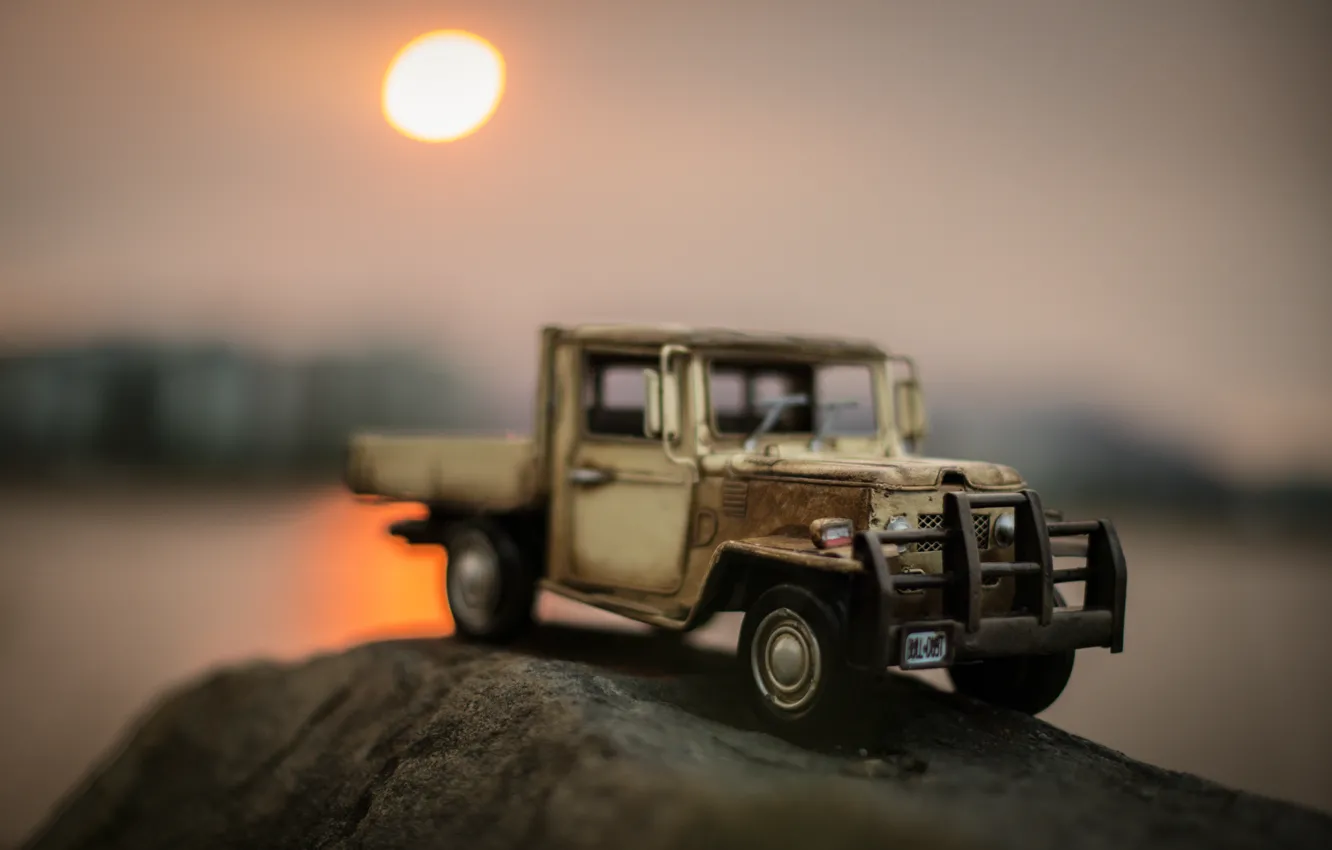 Photo wallpaper macro, stream, model, toy, Truck, shooting, machine, pickup