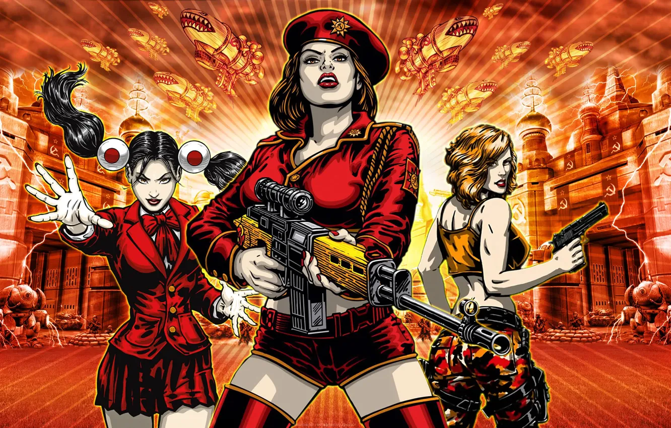 Photo wallpaper girls, rifle, Red alert 3