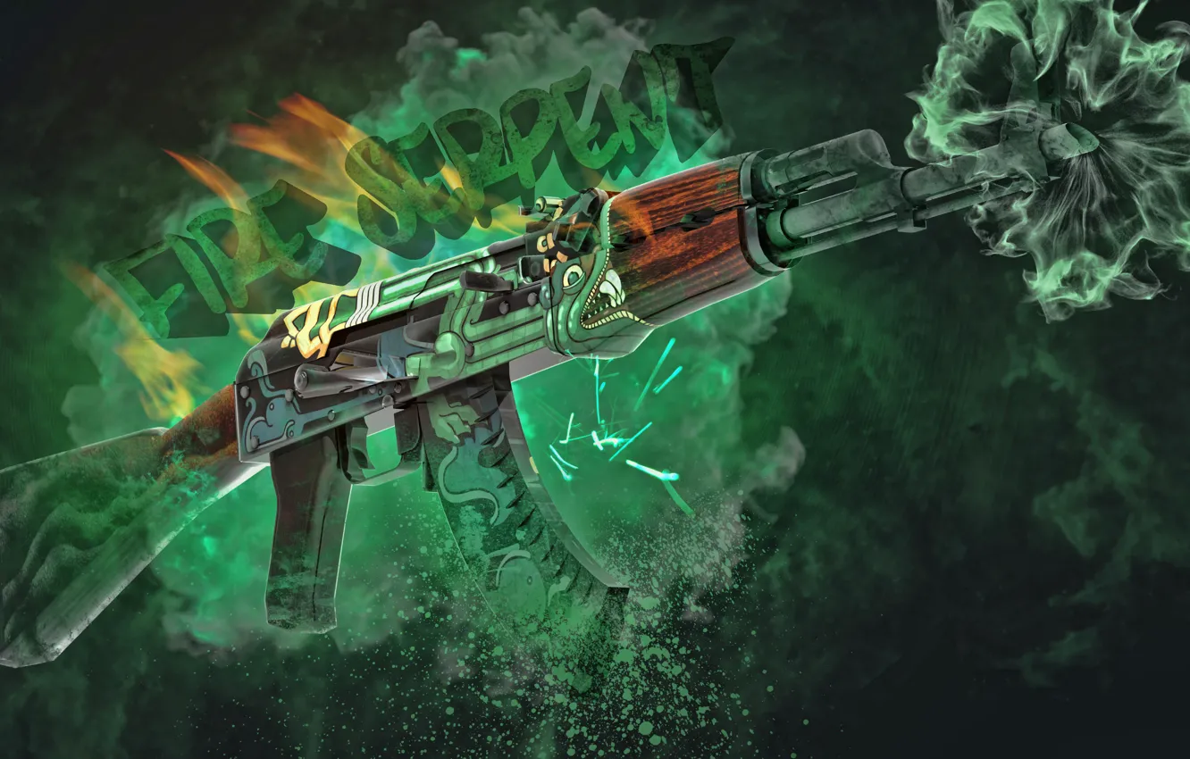 Photo wallpaper Green, Skin, CS:GO, AK-47