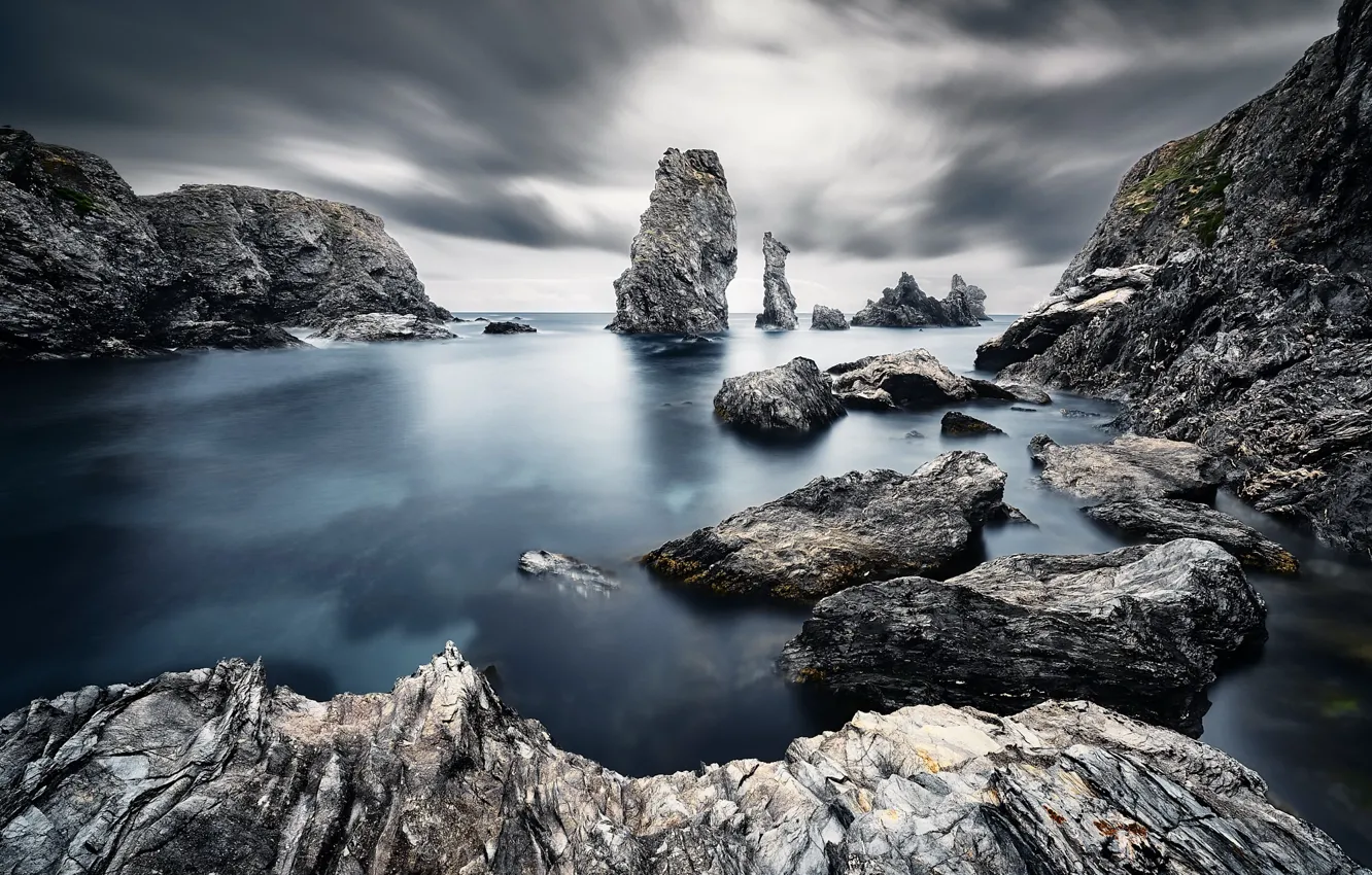 Photo wallpaper sea, rocks, shore, France, Belle-Ile-En-Mer