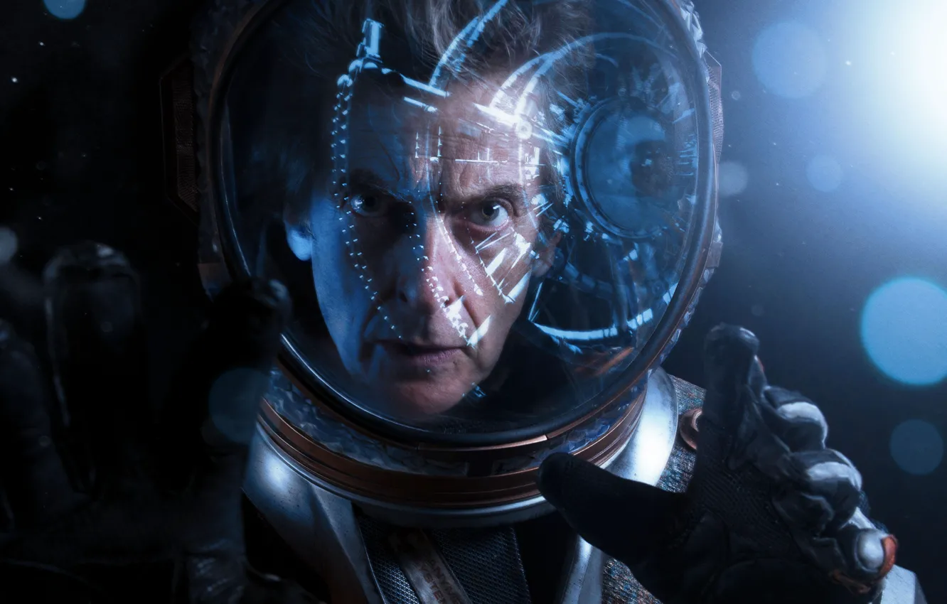 Photo wallpaper face, reflection, astronaut, hands, the suit, helmet, Doctor Who, the expression