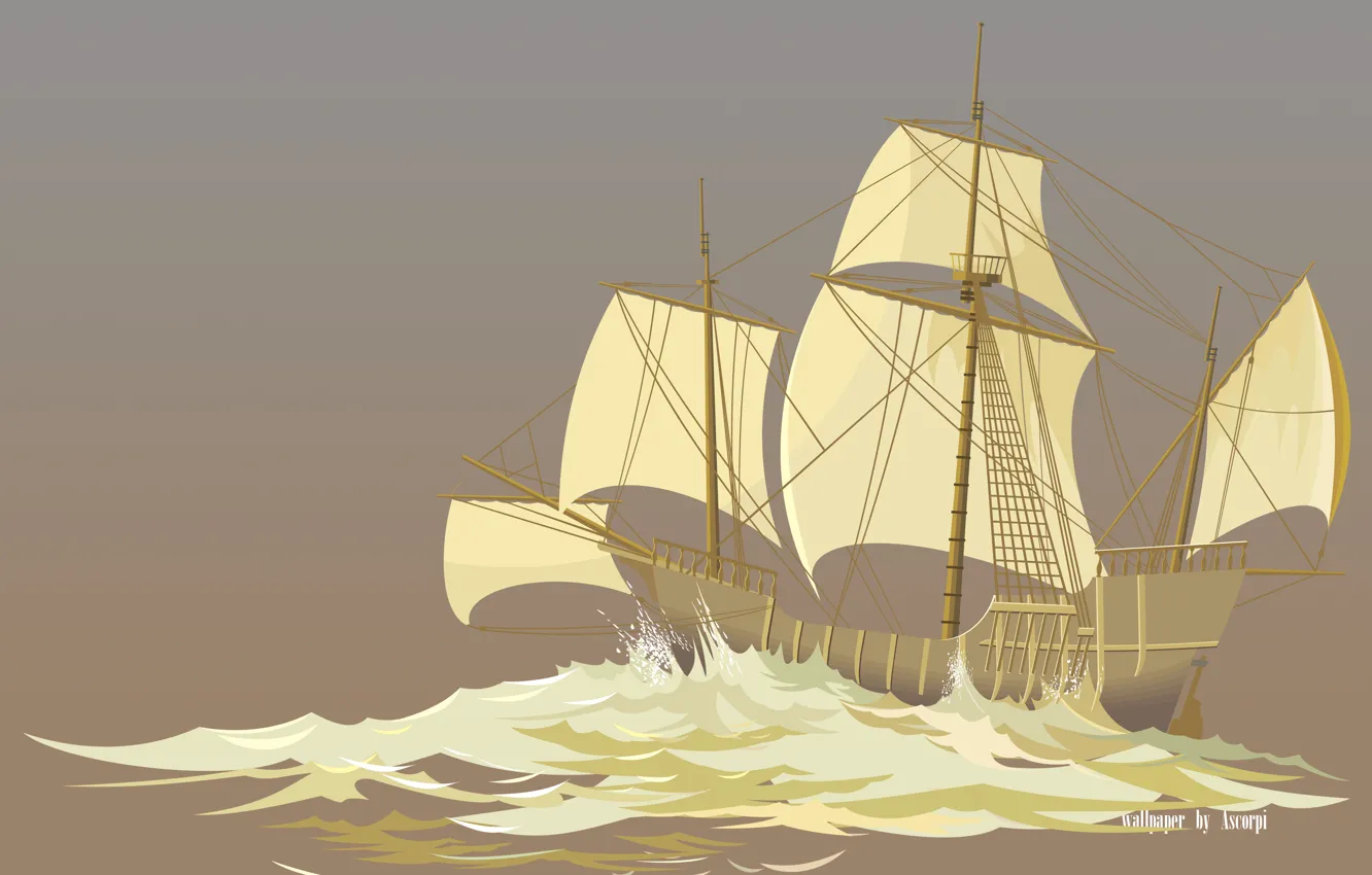 Photo wallpaper sea, the ocean, ship, sailboat, storm, ship