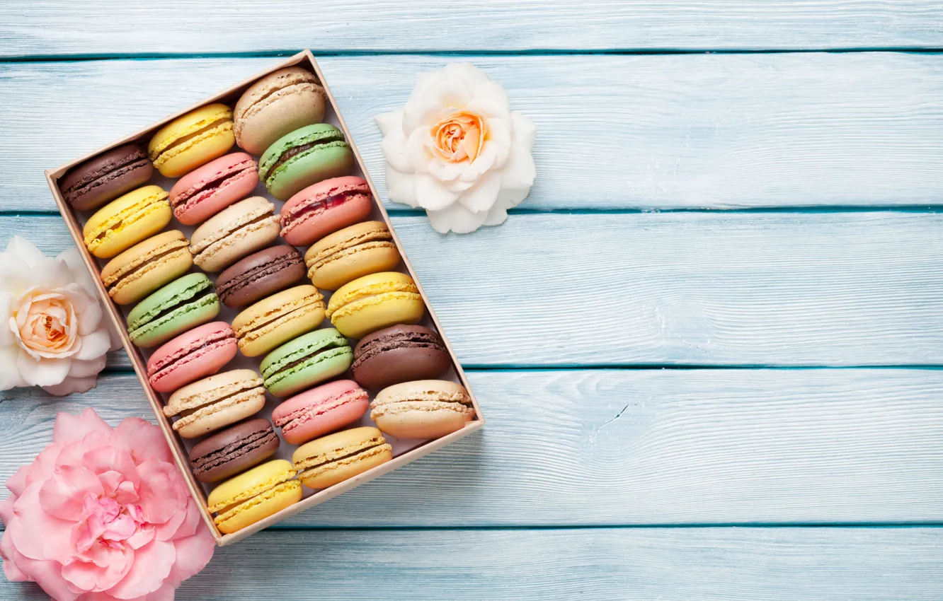 Photo wallpaper flowers, box, cookies, almond, Evgeny Karandaev