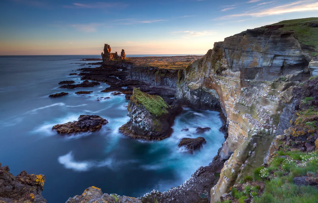 Photo wallpaper sea, rocks, shore