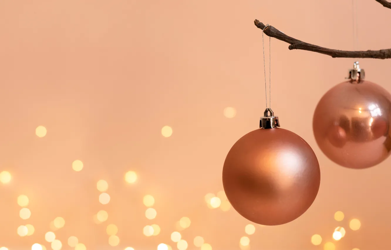 Photo wallpaper balls, background, balls, branch, Christmas, New year