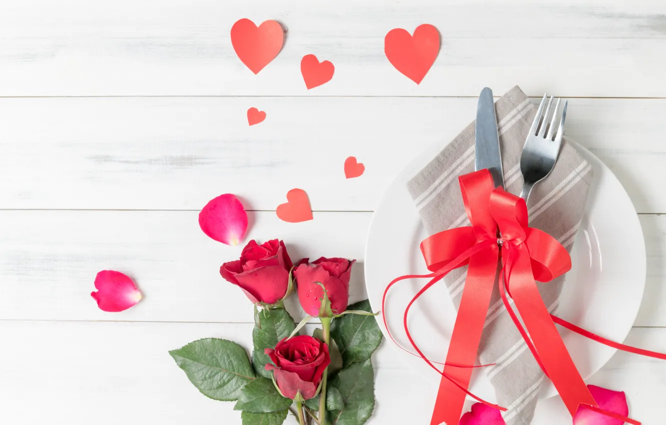 Photo wallpaper love, flowers, heart, roses, petals, hearts, love, heart