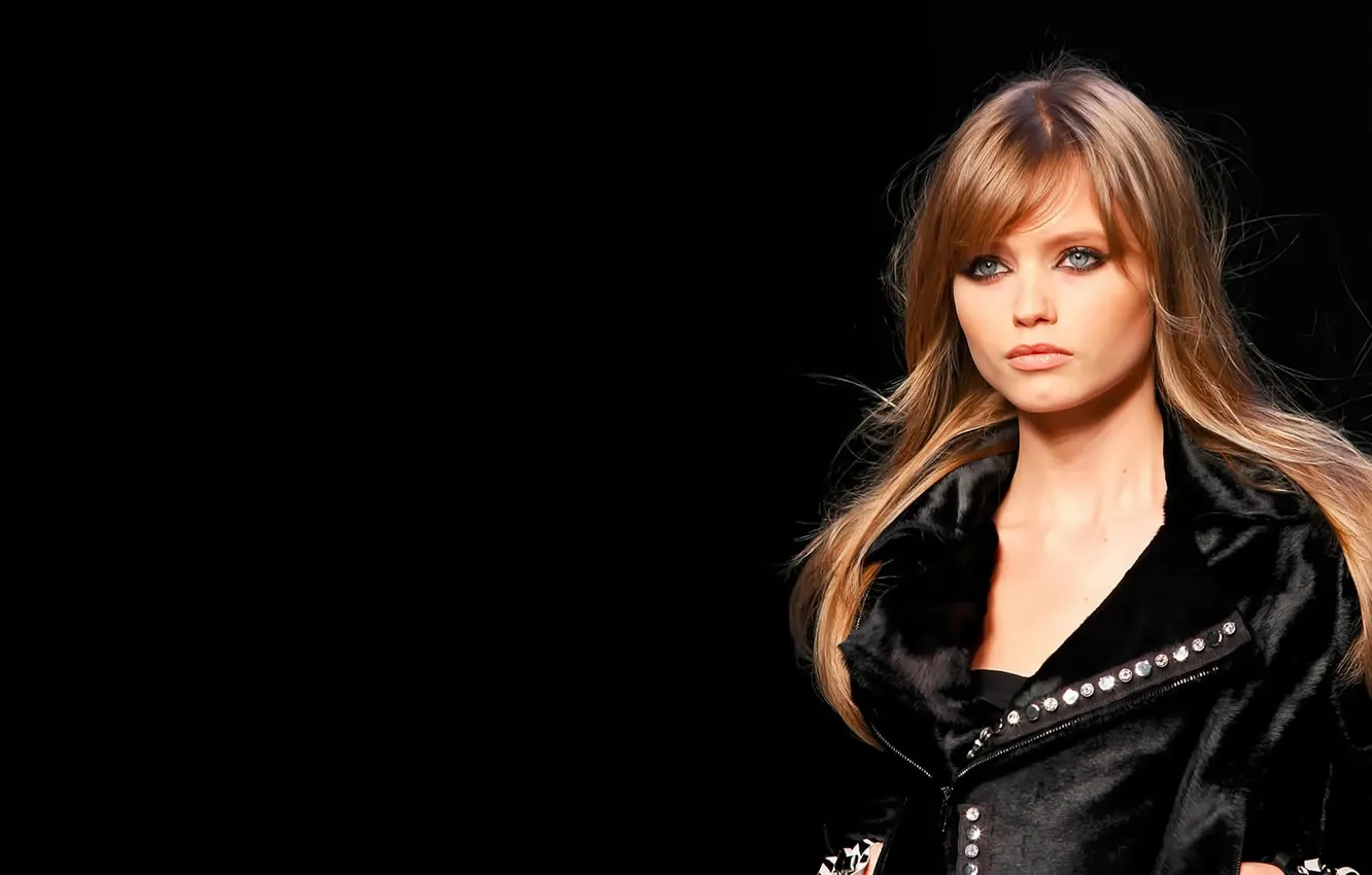 Photo wallpaper look, model, makeup, actress, jacket, background black, hair, Abbey Lee Kershaw