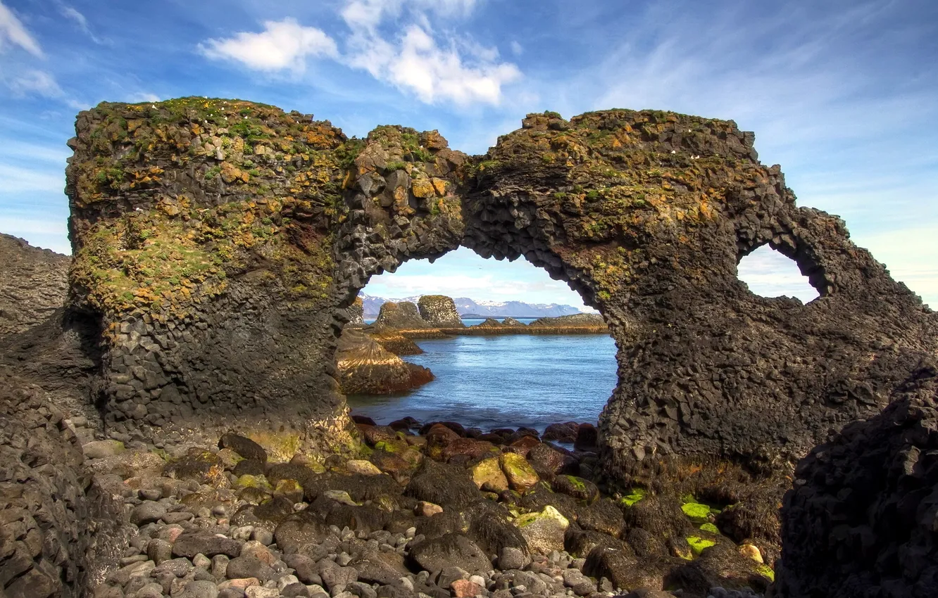Photo wallpaper sea, landscape, rocks