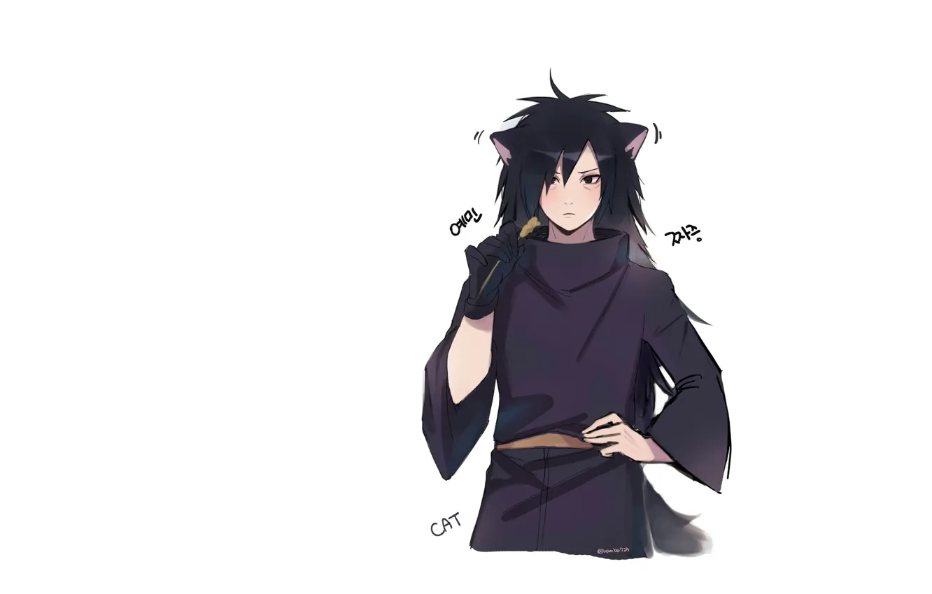 Photo wallpaper minimalism, white background, guy, Naruto, Naruto, Madara Uchiha