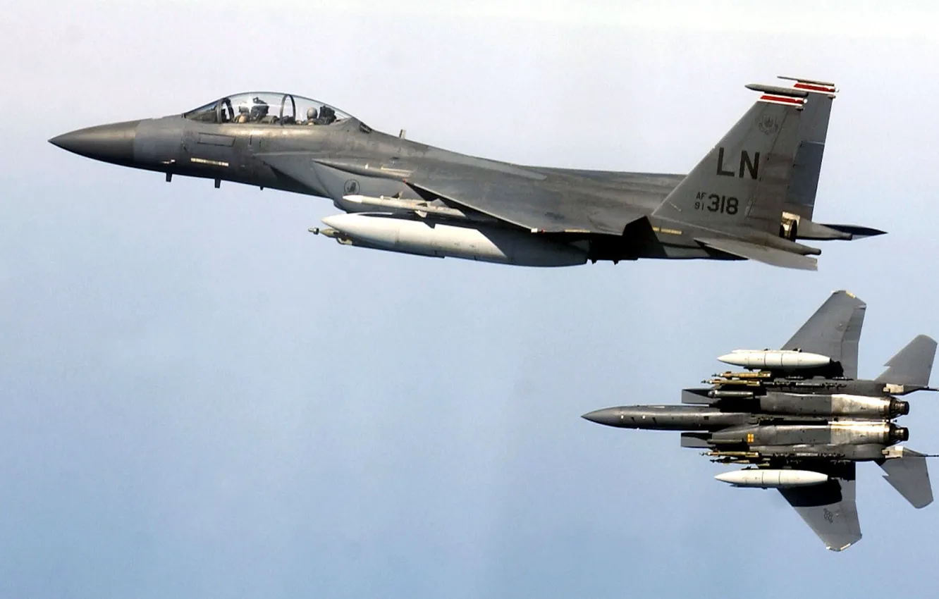 Photo wallpaper fighter, Eagle, F-15E, shock, Strike