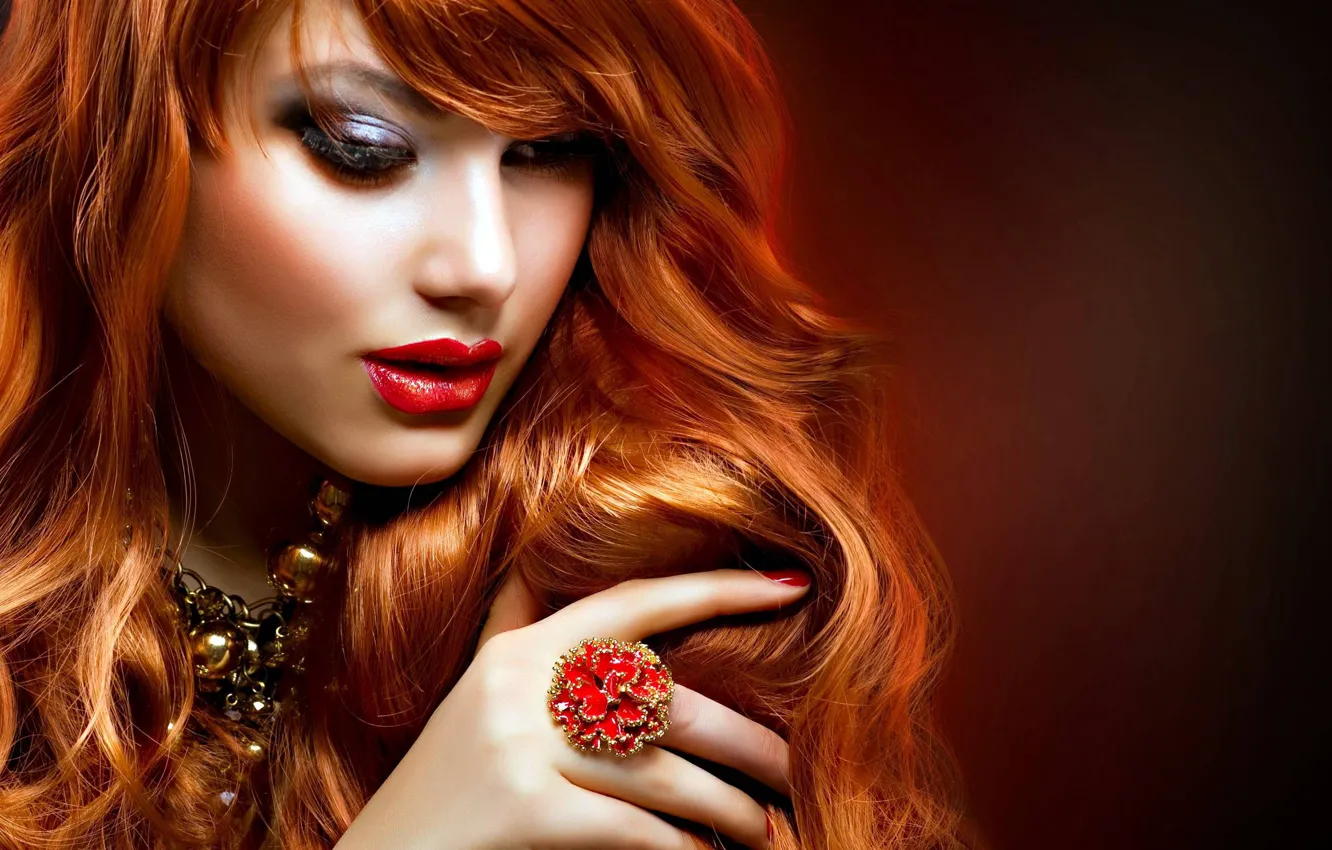 Photo wallpaper girl, fox, beautiful, Red hair, lipps, Anna Subbotina