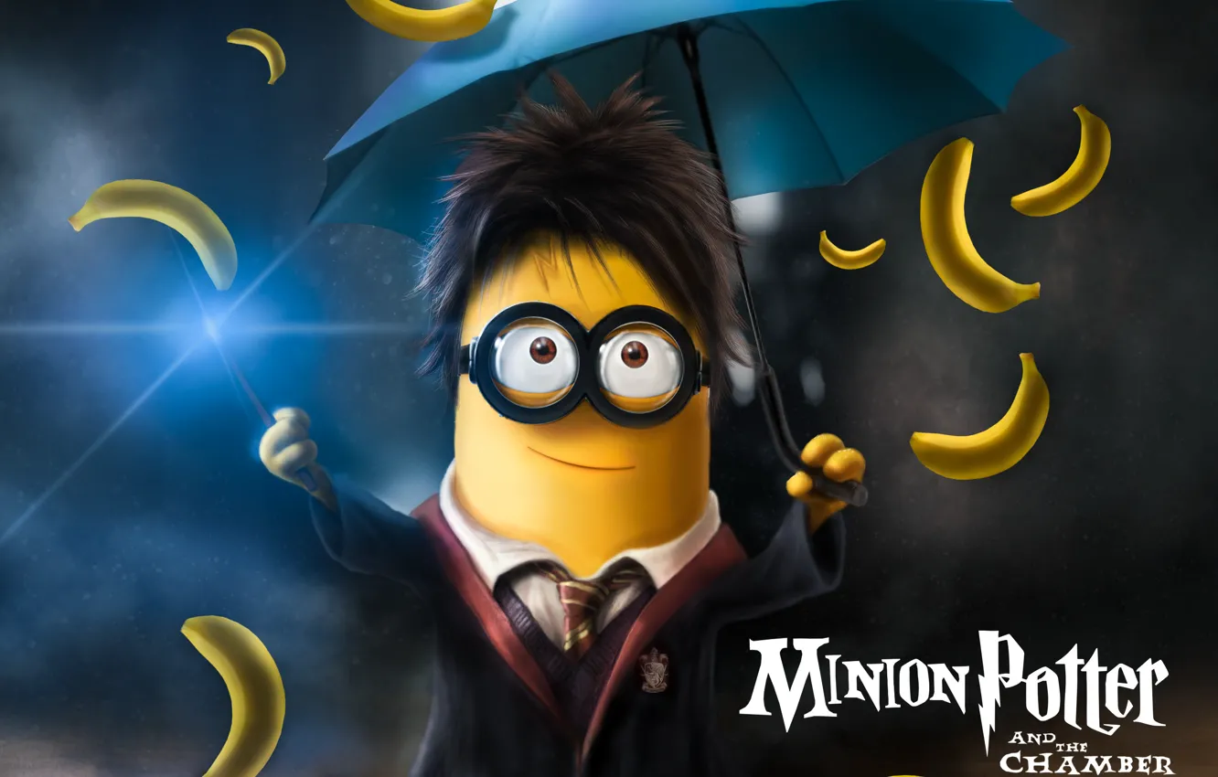Photo wallpaper fantasy, school uniform, yellow, umbrella, movie, Harry Potter, funny, glasses
