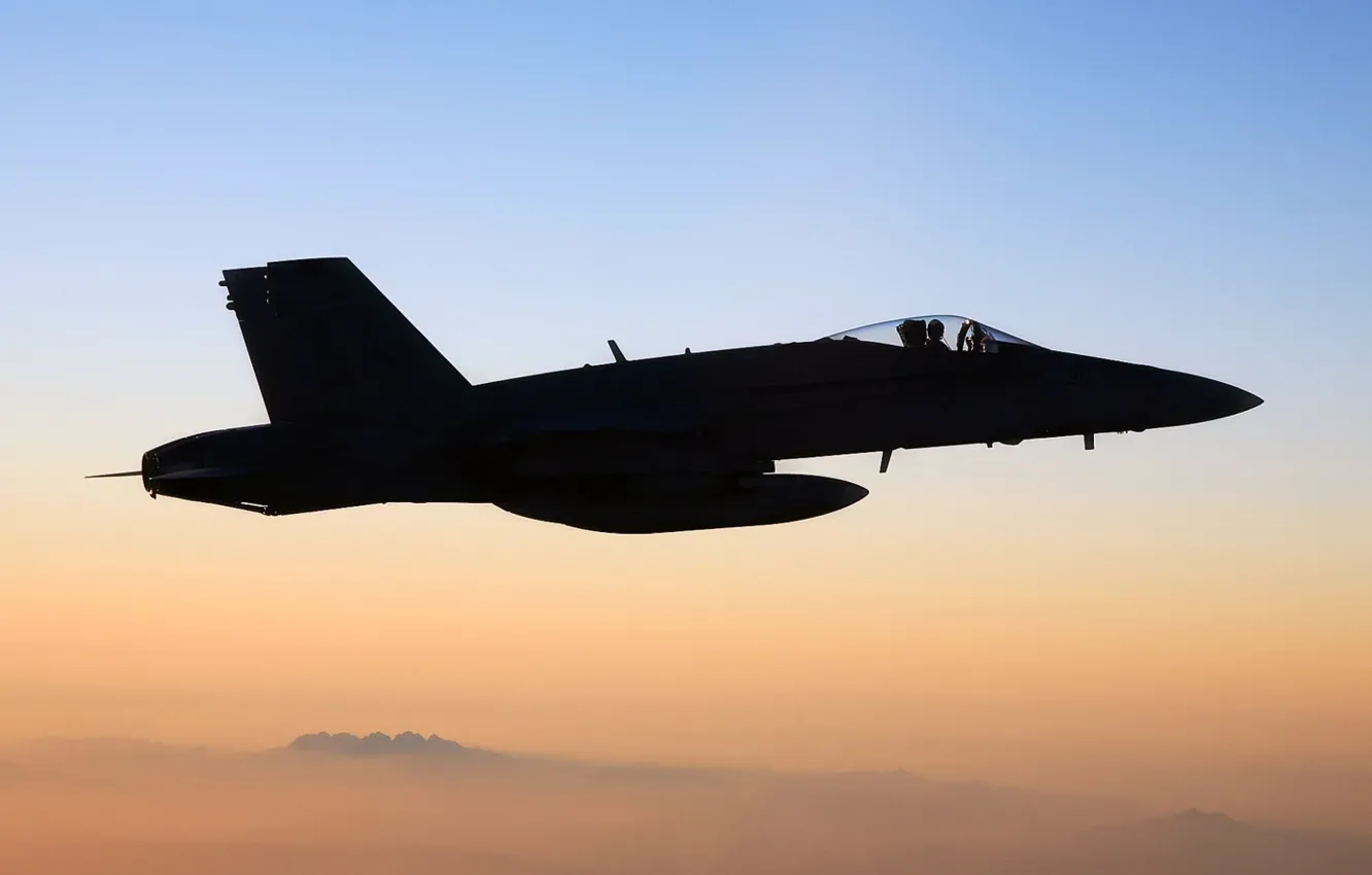 Photo wallpaper fighter, silhouette, the plane