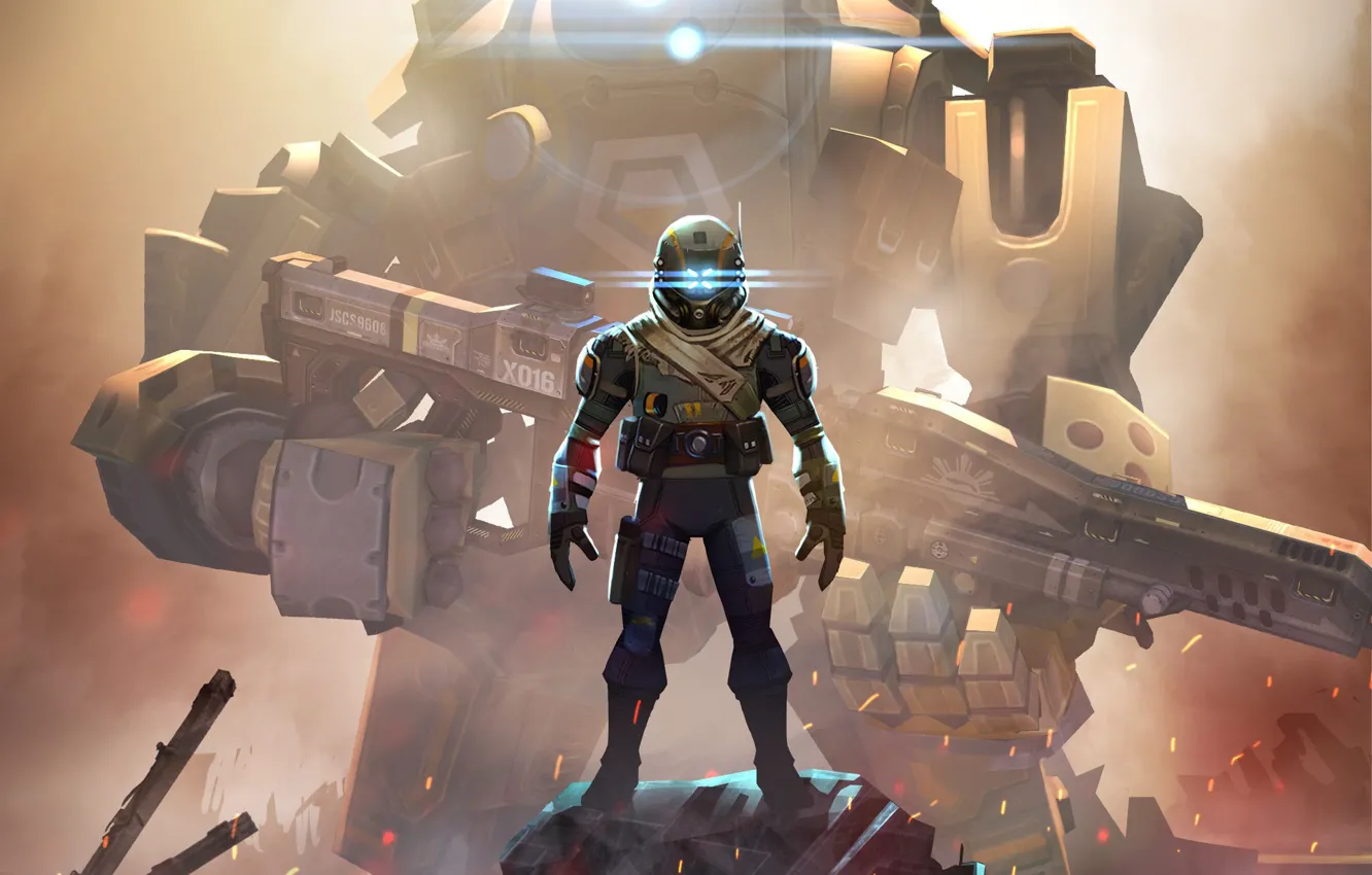 Photo wallpaper the wreckage, robot, Titanfall Assault