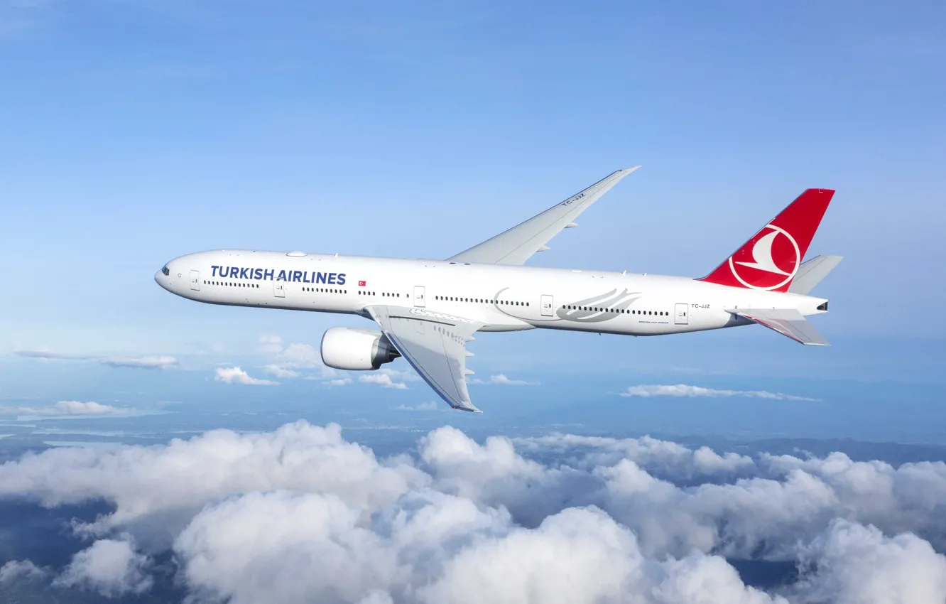 Photo wallpaper plane, Boeing 777, Turkish airlines