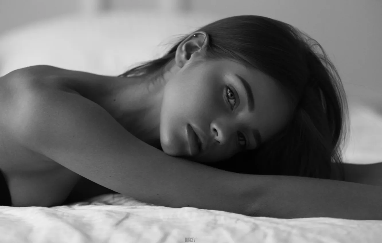 Photo wallpaper look, girl, hair, lies, Masha, Alexey Burtsev