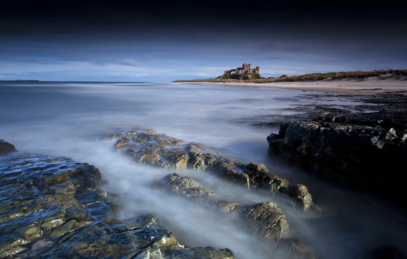 Photo wallpaper sea, landscape, England, Bamburgh