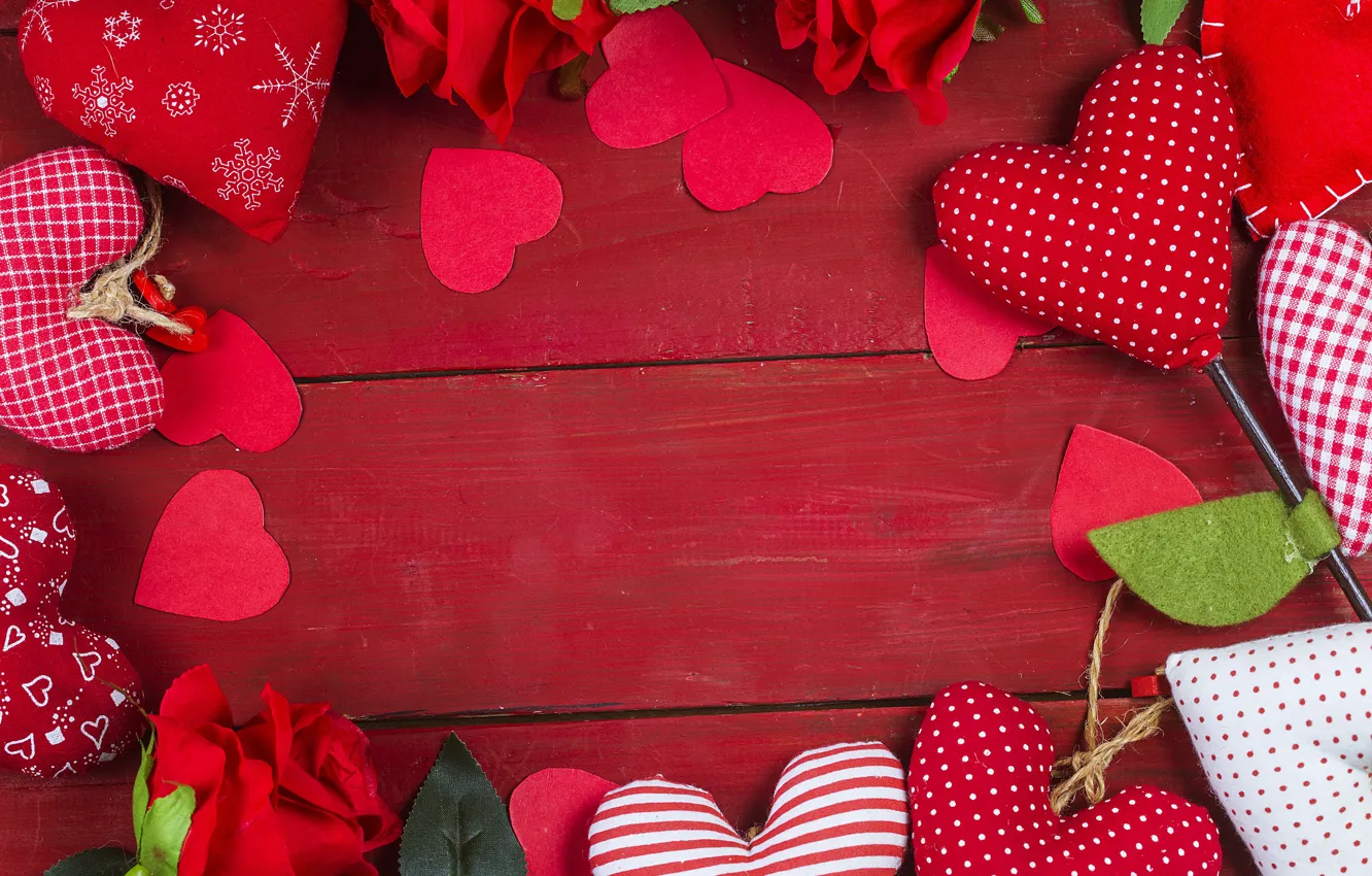 Photo wallpaper love, flowers, heart, roses, red, love, romantic, hearts