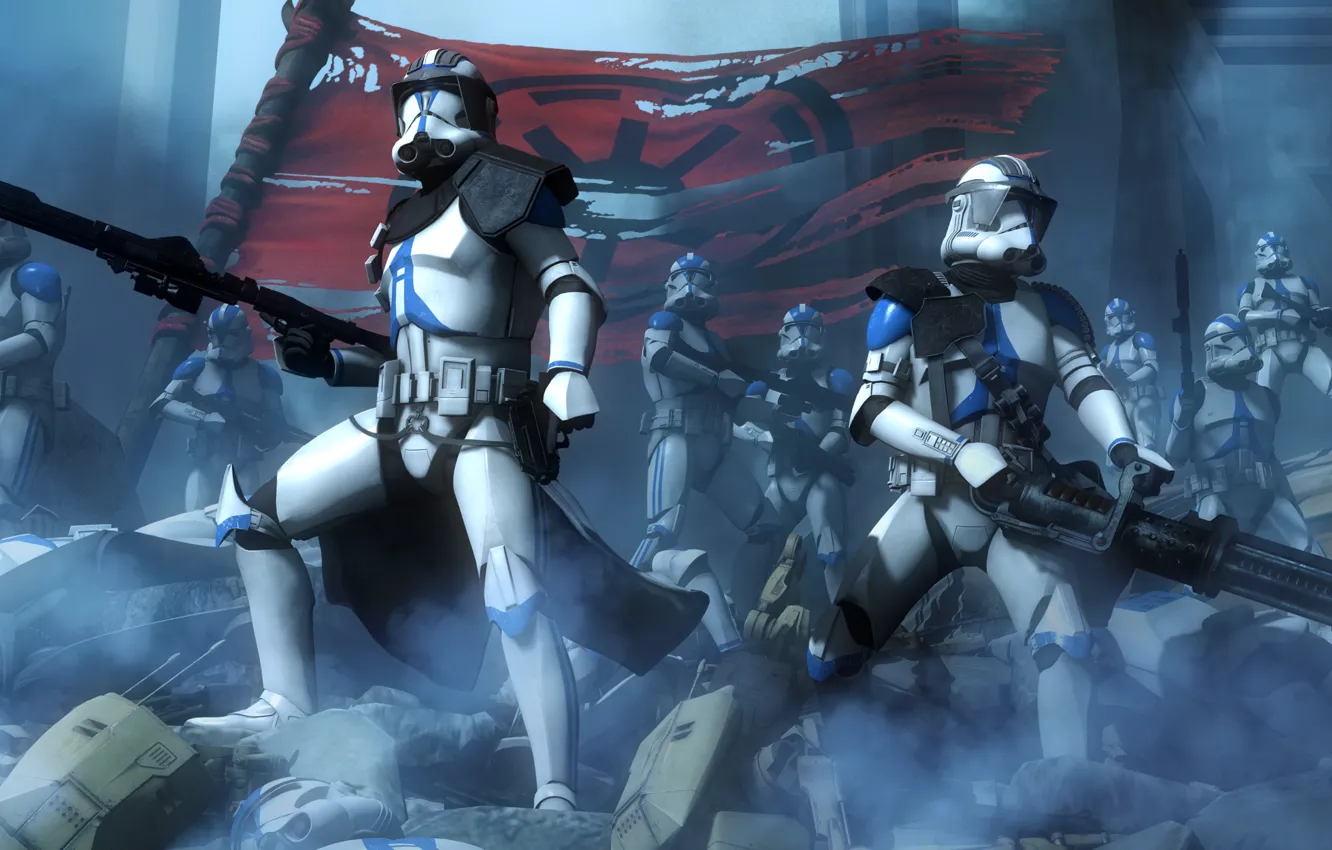 Photo wallpaper soldiers, star wars, armor, banner, stormtrooper