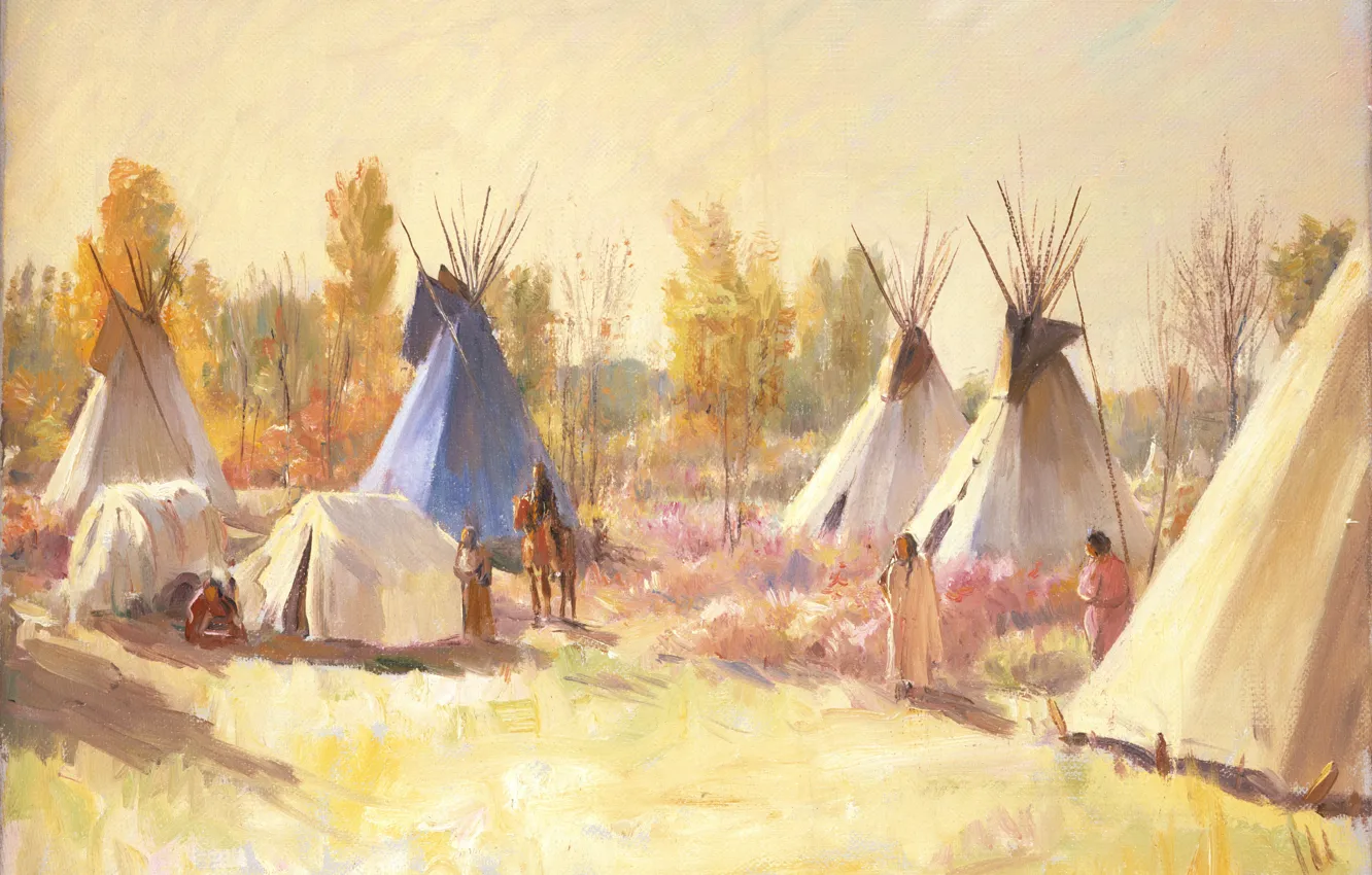 Photo wallpaper Joseph Henry Sharp, Taos, The Blue Tepee