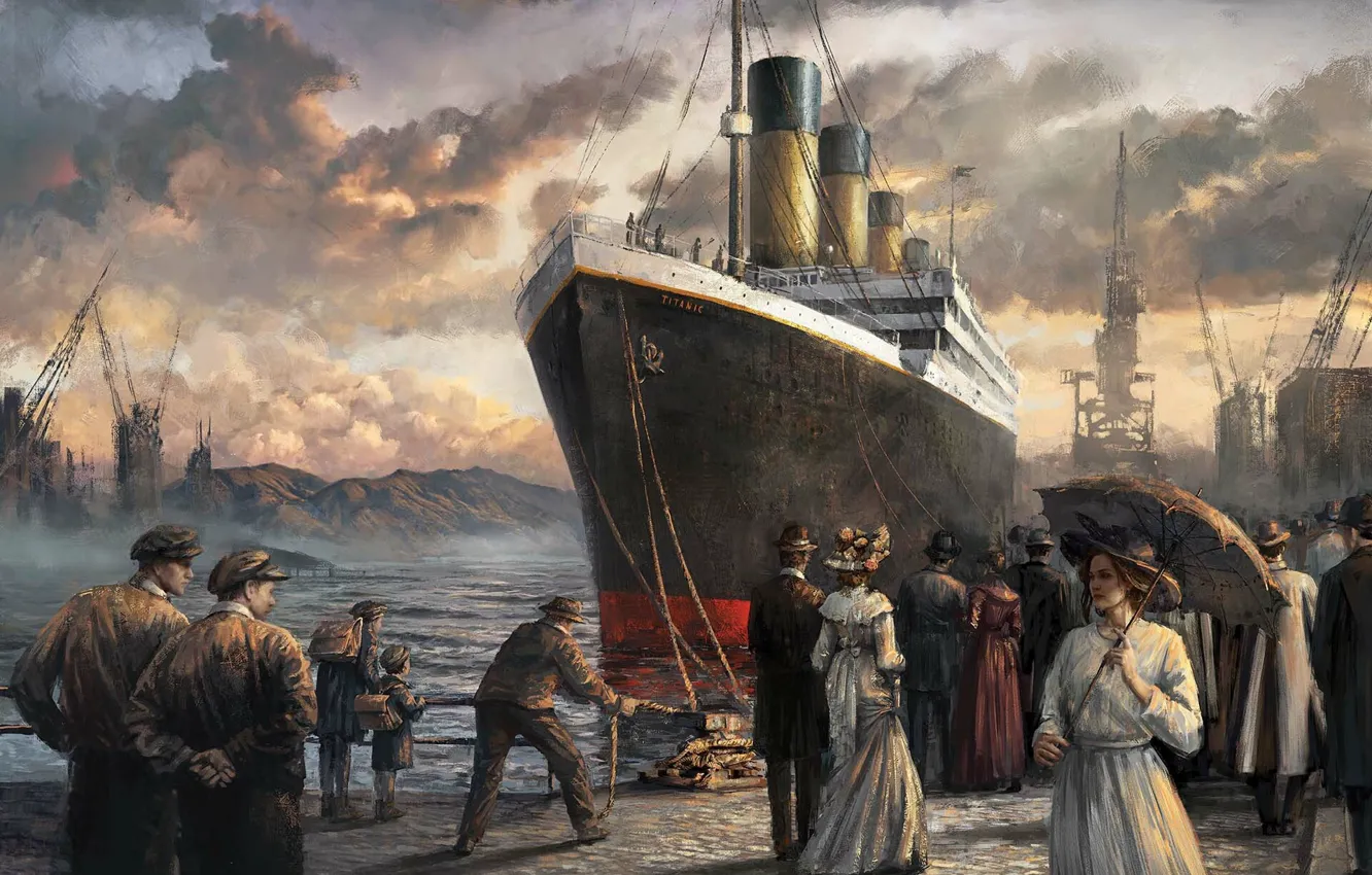 Photo wallpaper people, art, steamer, painting, titanic, Titanic