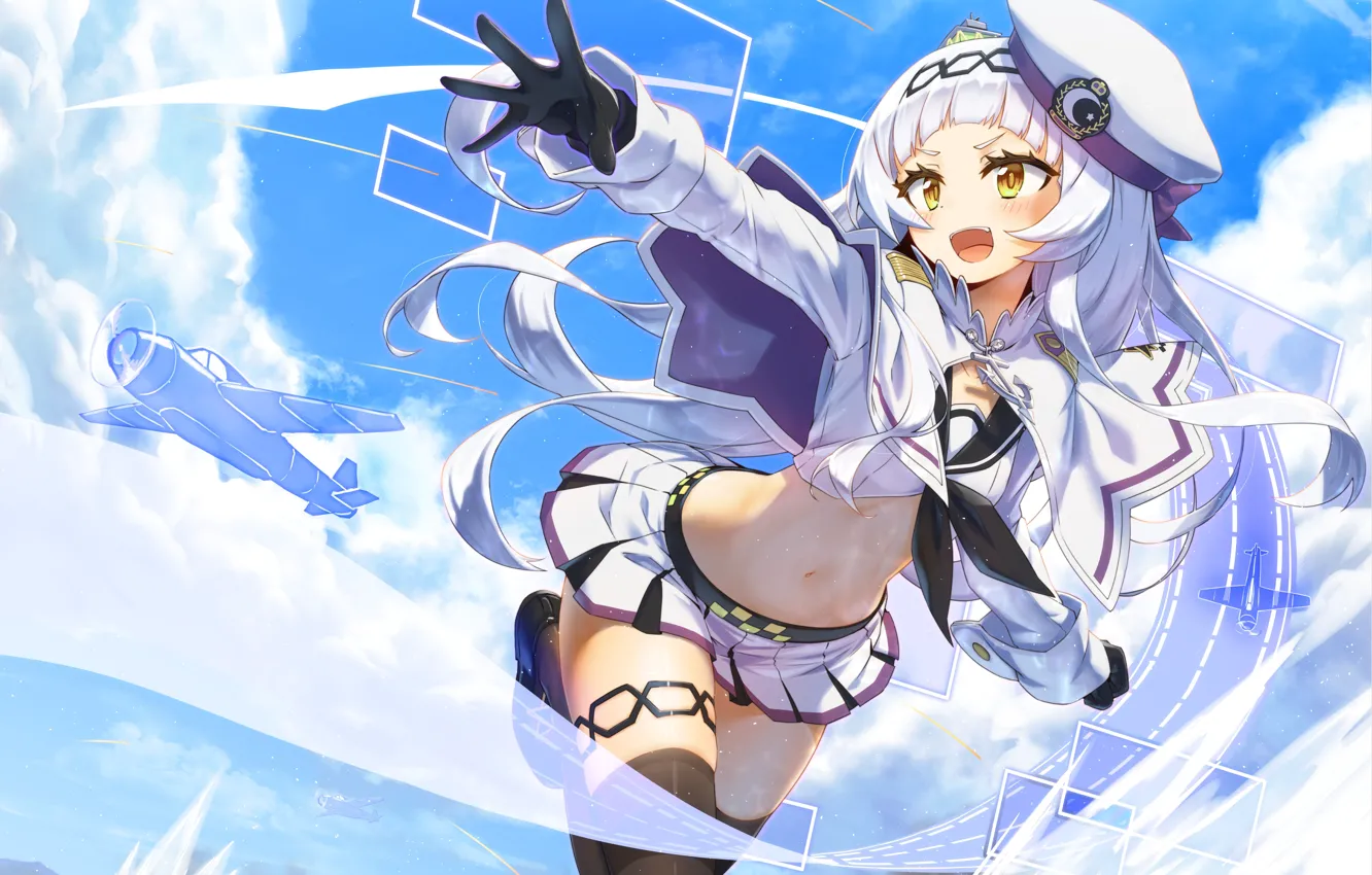 Photo wallpaper girl, sexy, thighhighs, long hair, anime, beautiful, pretty, attractive