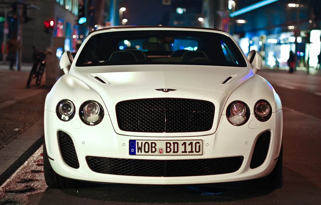 Photo wallpaper night, city, photo, lights, Bentley, before, cars, auto