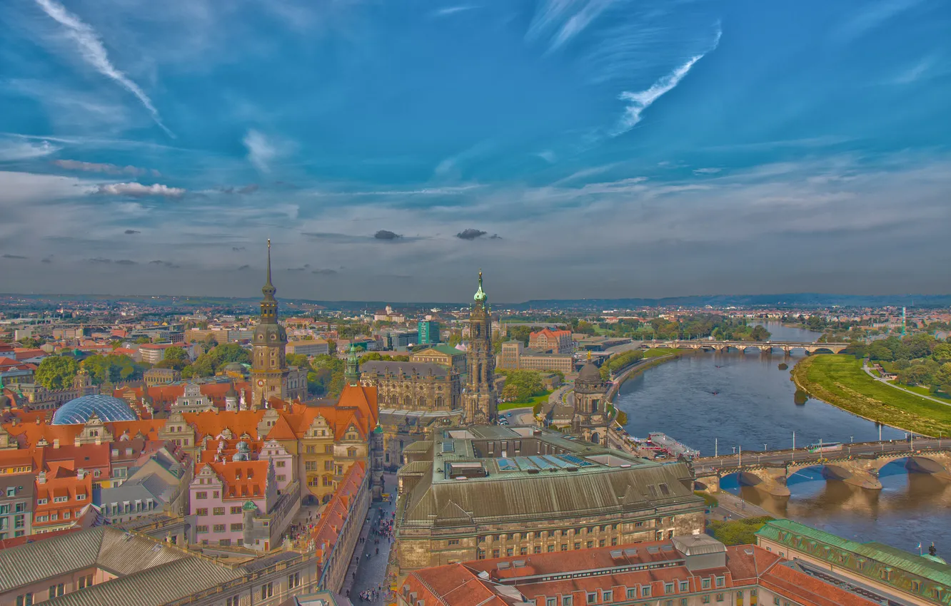 Photo wallpaper bridge, river, home, Germany, Dresden, Elba