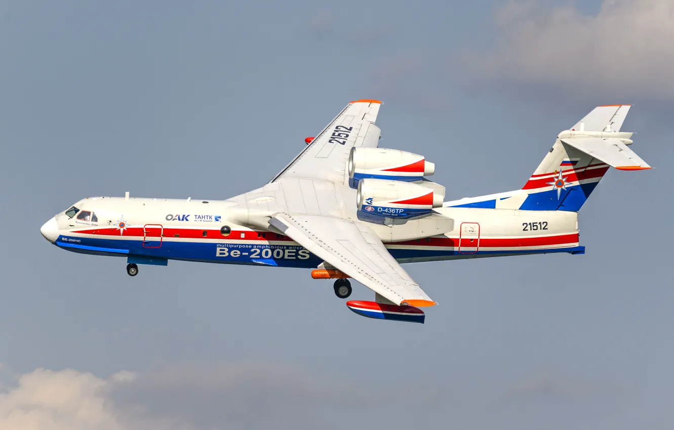 Photo wallpaper EMERCOM of Russia, Be-200CHS, multipurpose amphibious aircraft, Beriev Be-200ES