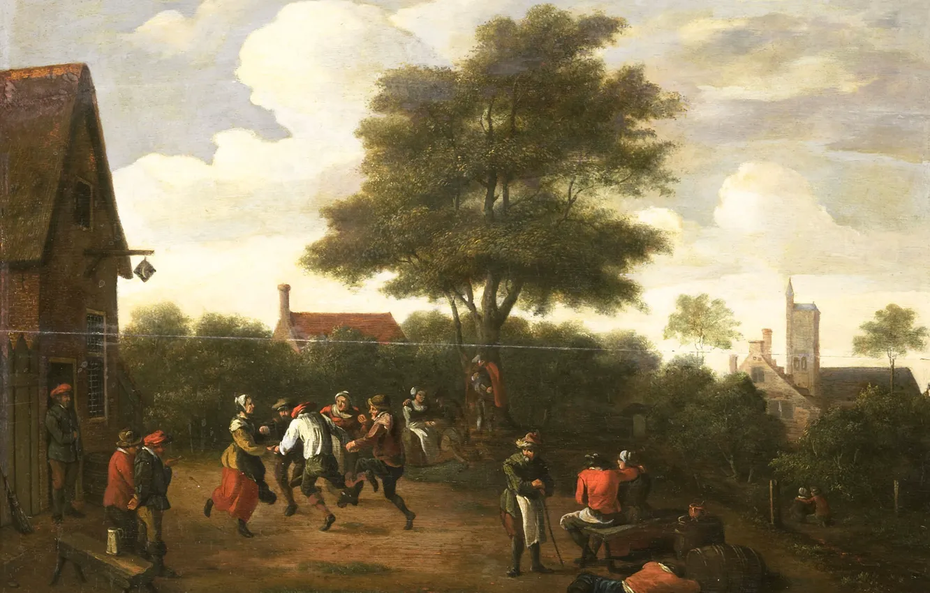 Photo wallpaper oil, picture, David Teniers The Younger, 1700, Teniers, David II, Peasant Dances