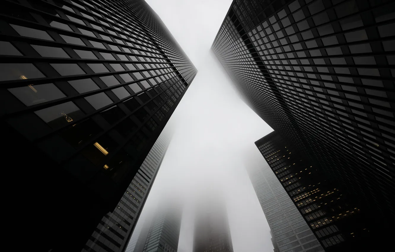 Photo wallpaper the city, fog, street