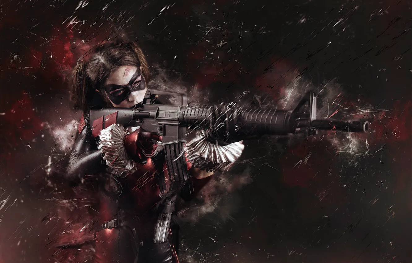 Photo wallpaper girl, weapons, Harley Quinn