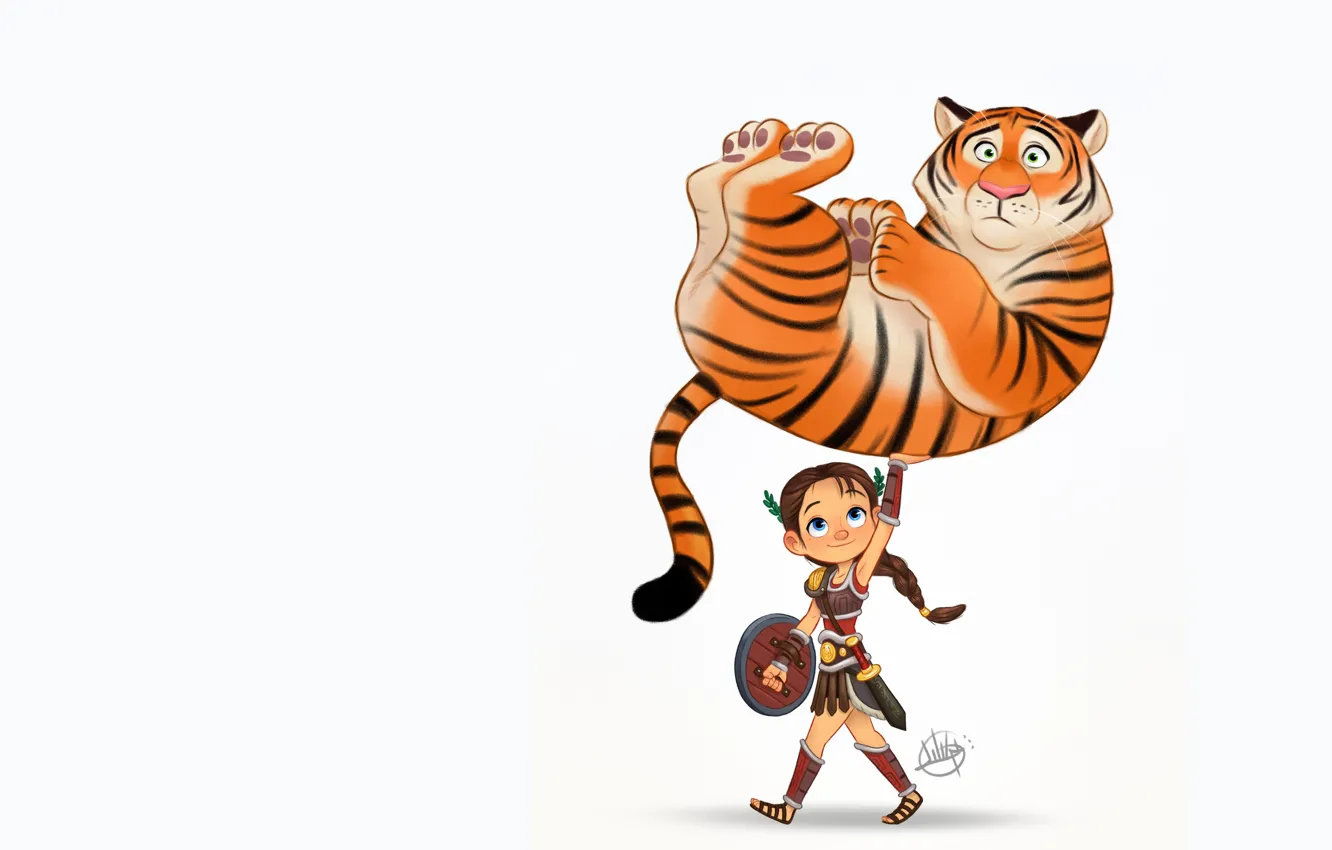 Photo wallpaper tiger, the situation, art, Gladiator, children's, Luigi Lucarelli, Character Design