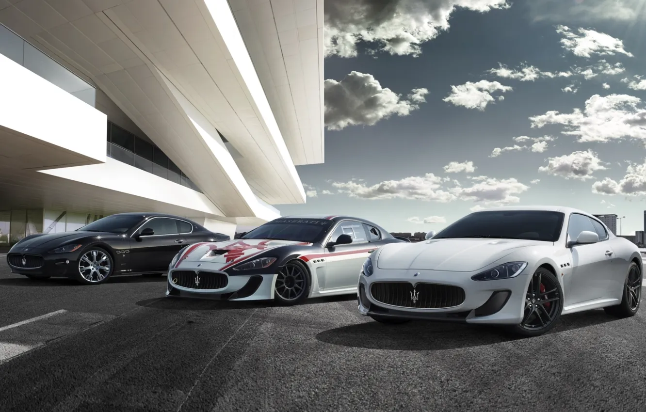Photo wallpaper the sky, clouds, coupe, maserati, gran turismo, Maserati, the front, Gran Turismo