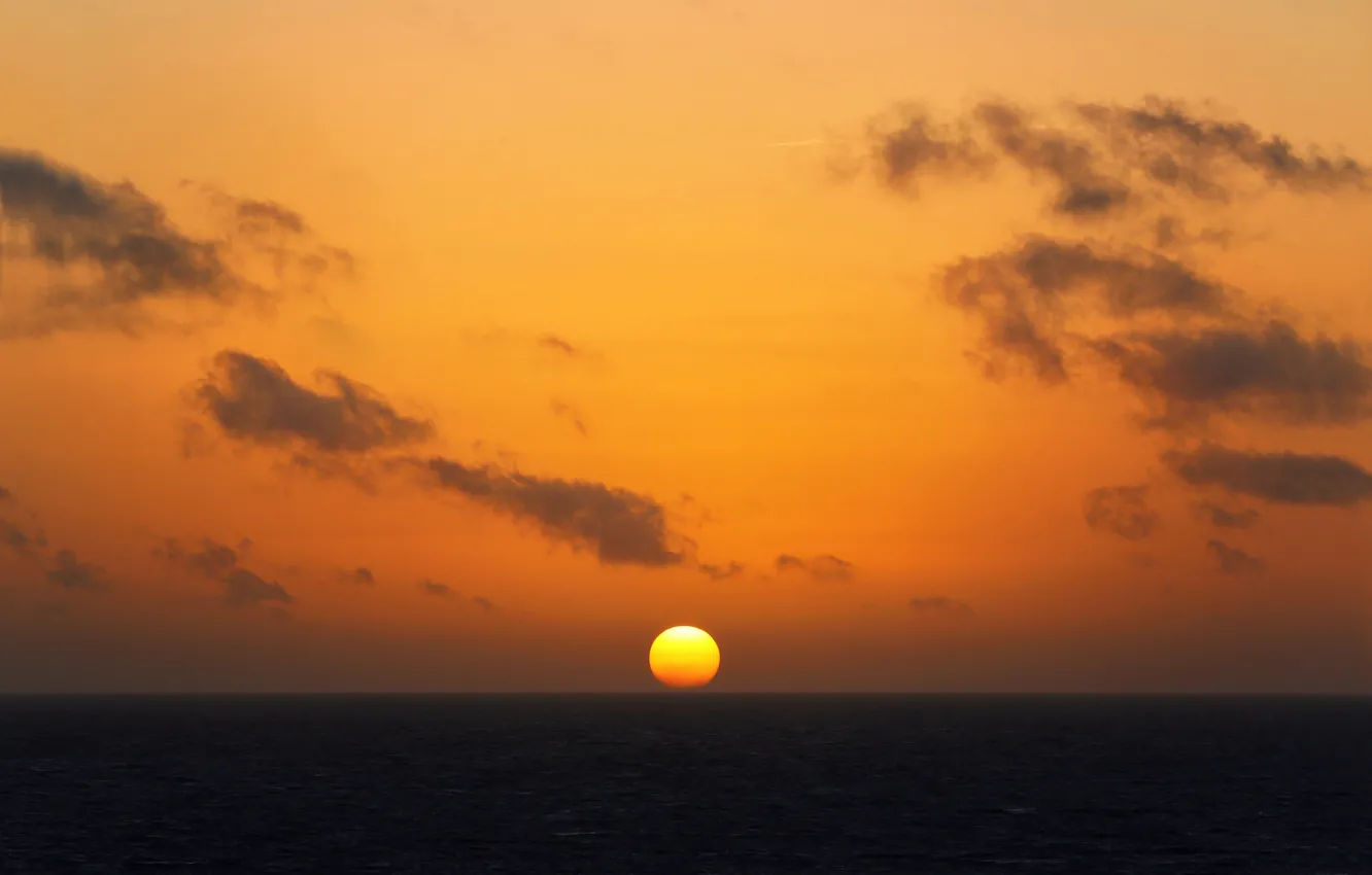 Photo wallpaper sea, the sky, the sun, sunset