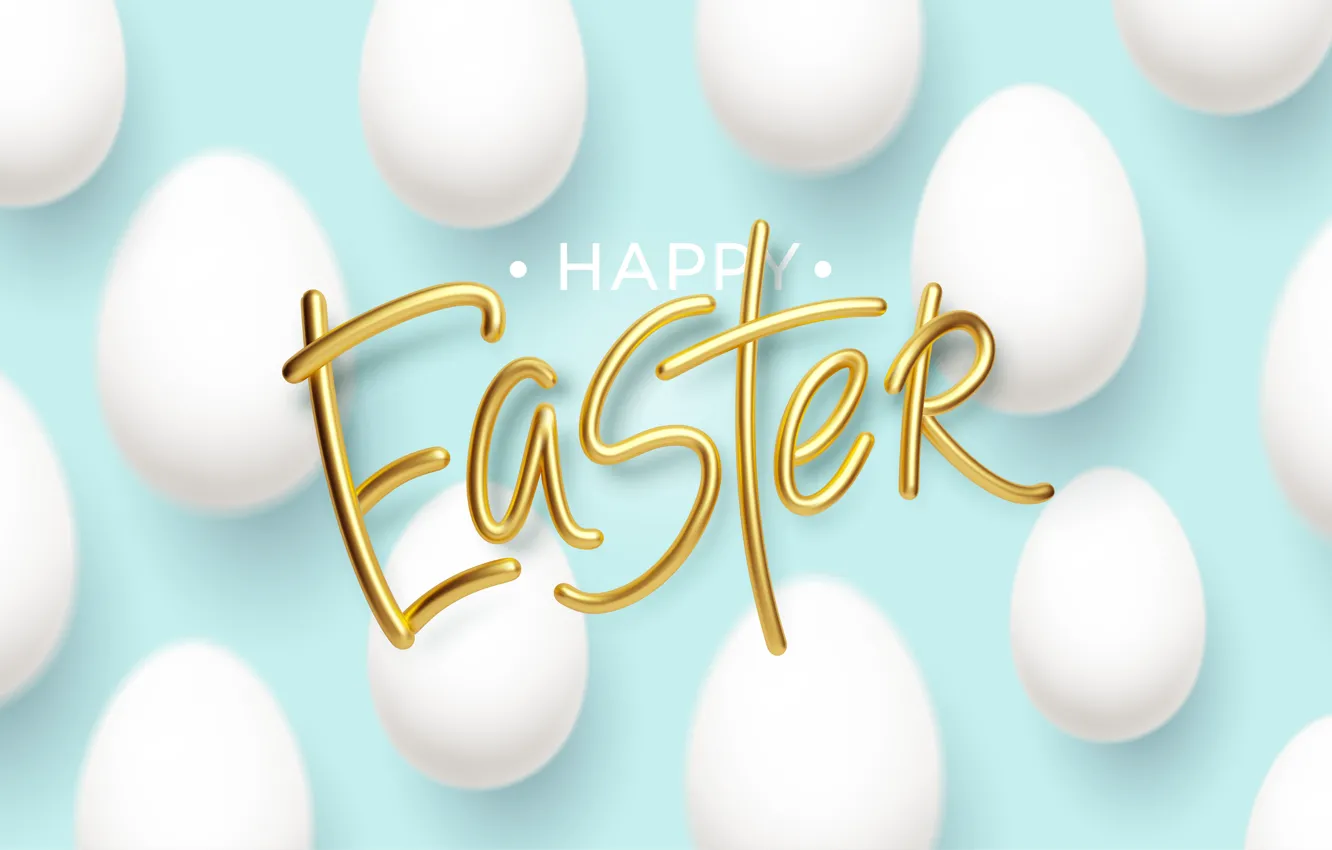 Photo wallpaper holiday, the inscription, eggs, spring, Easter, white, blue background, congratulations
