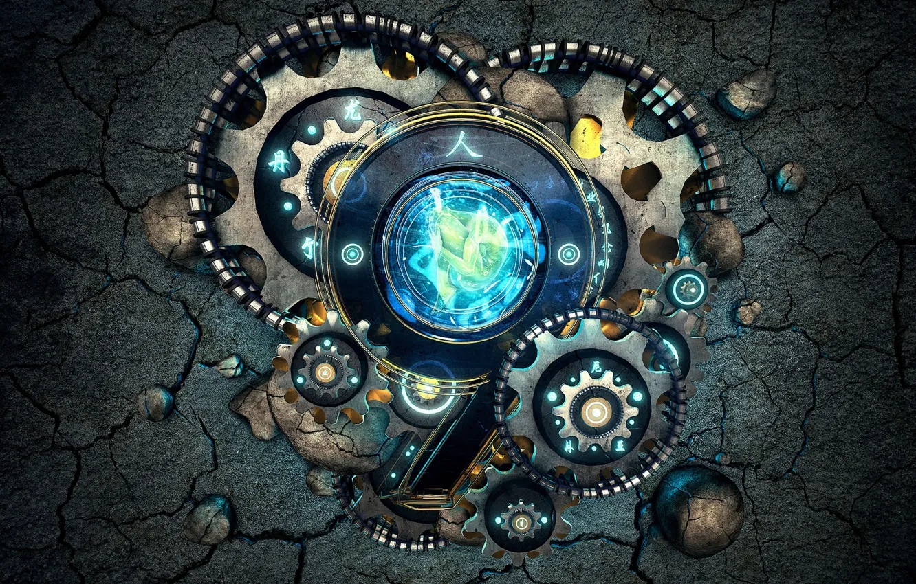 Photo wallpaper graphics, figures, gear, render