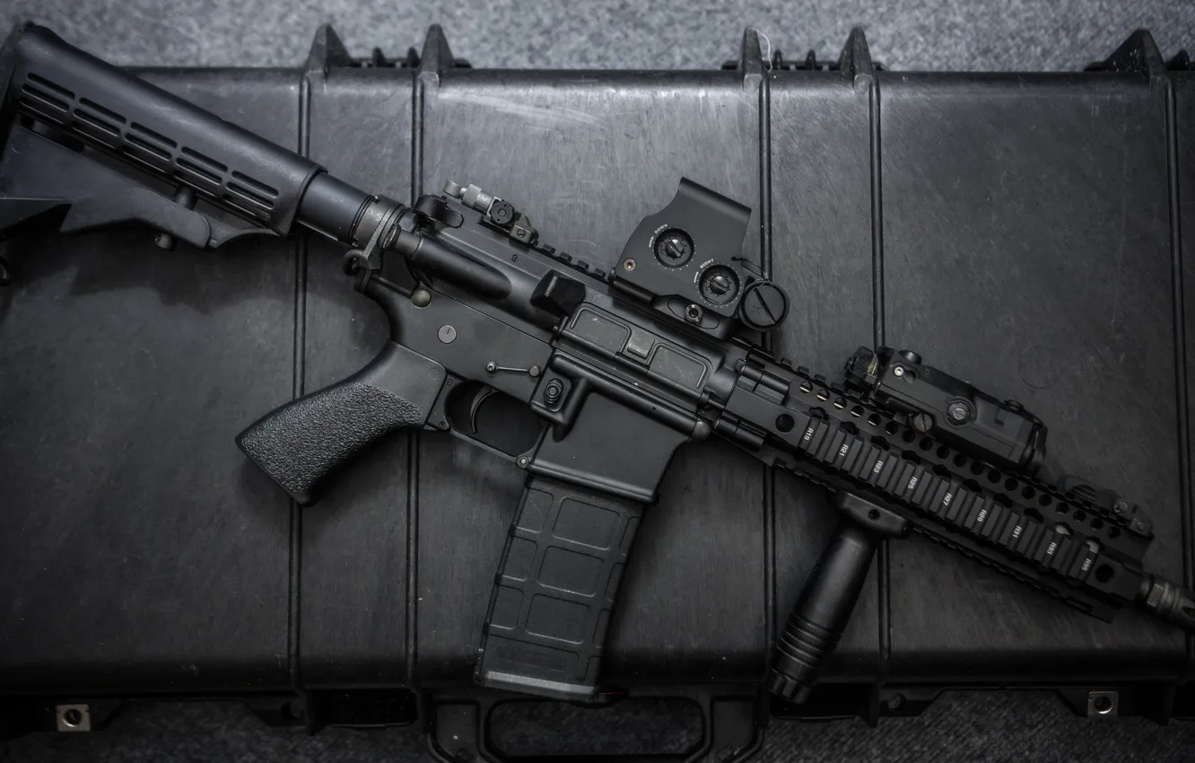 Photo wallpaper metal, assault rifle, automatic rifle