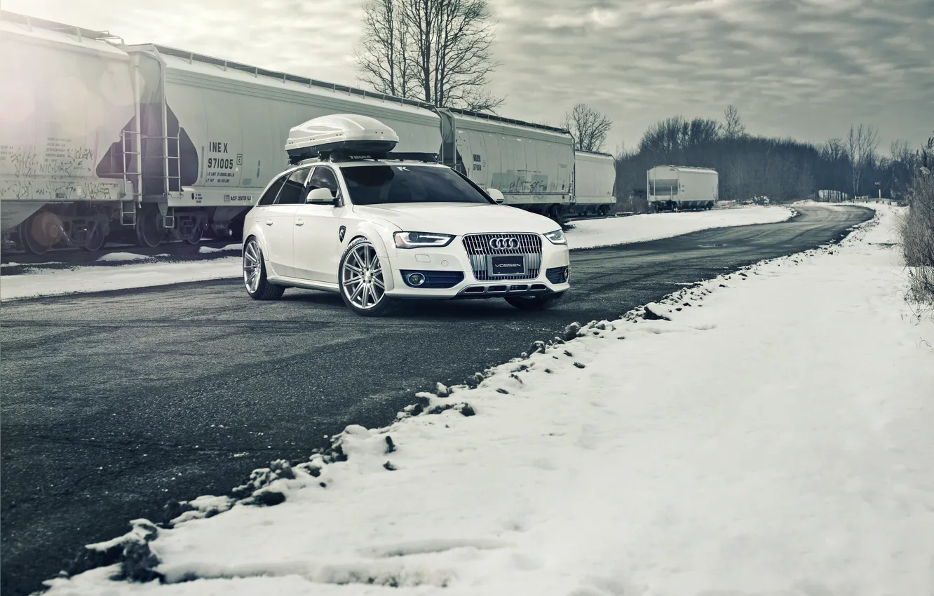 Photo wallpaper Audi, white, Allroad, frontside
