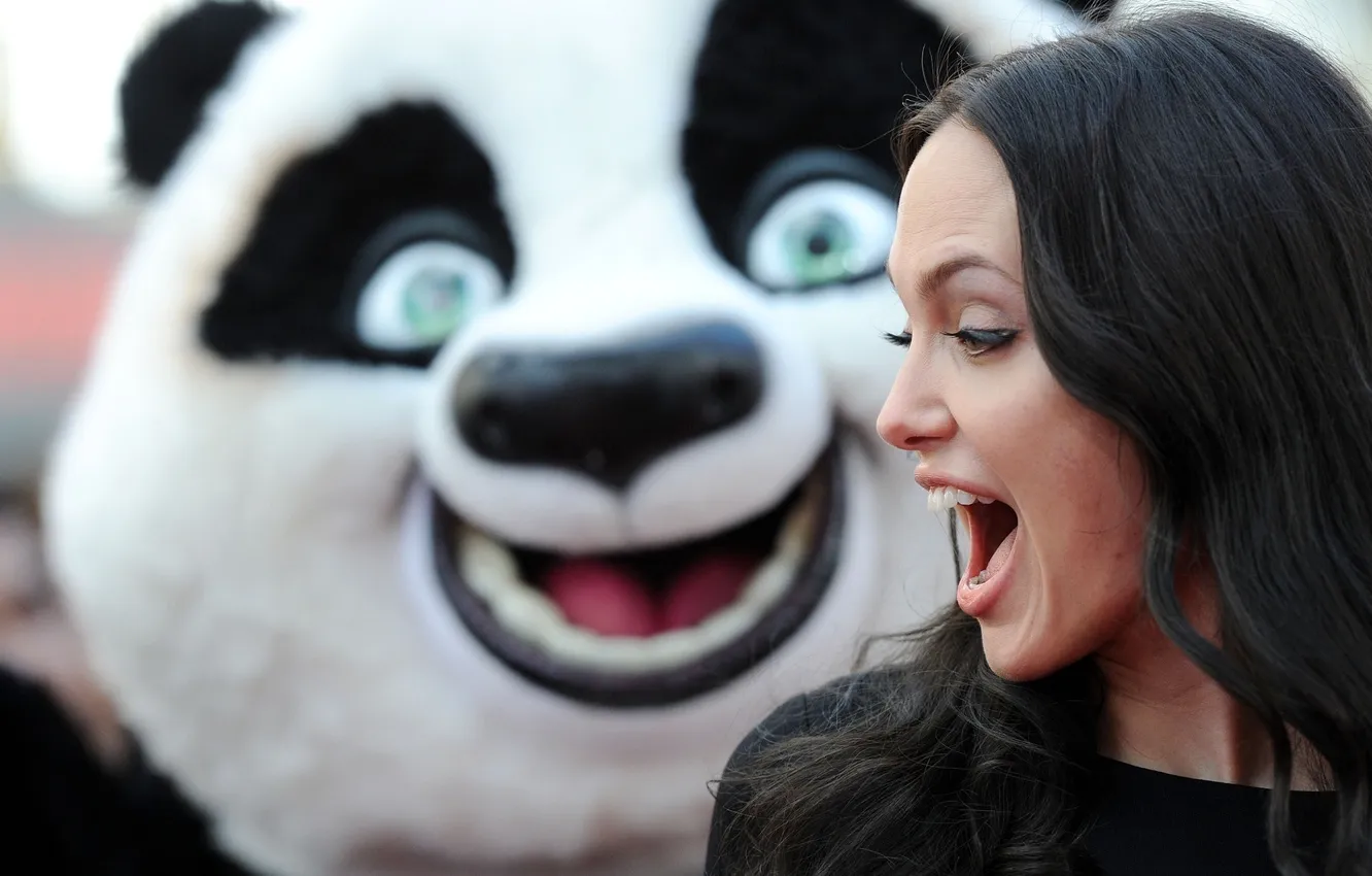 Photo wallpaper girl, smile, hair, actress, Angelina Jolie, Angelina Jolie, Kung fu Panda, kung-fu panda