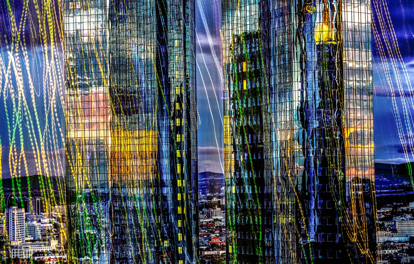 Photo wallpaper the sky, home, skyscrapers, Germany, The Frankfurt