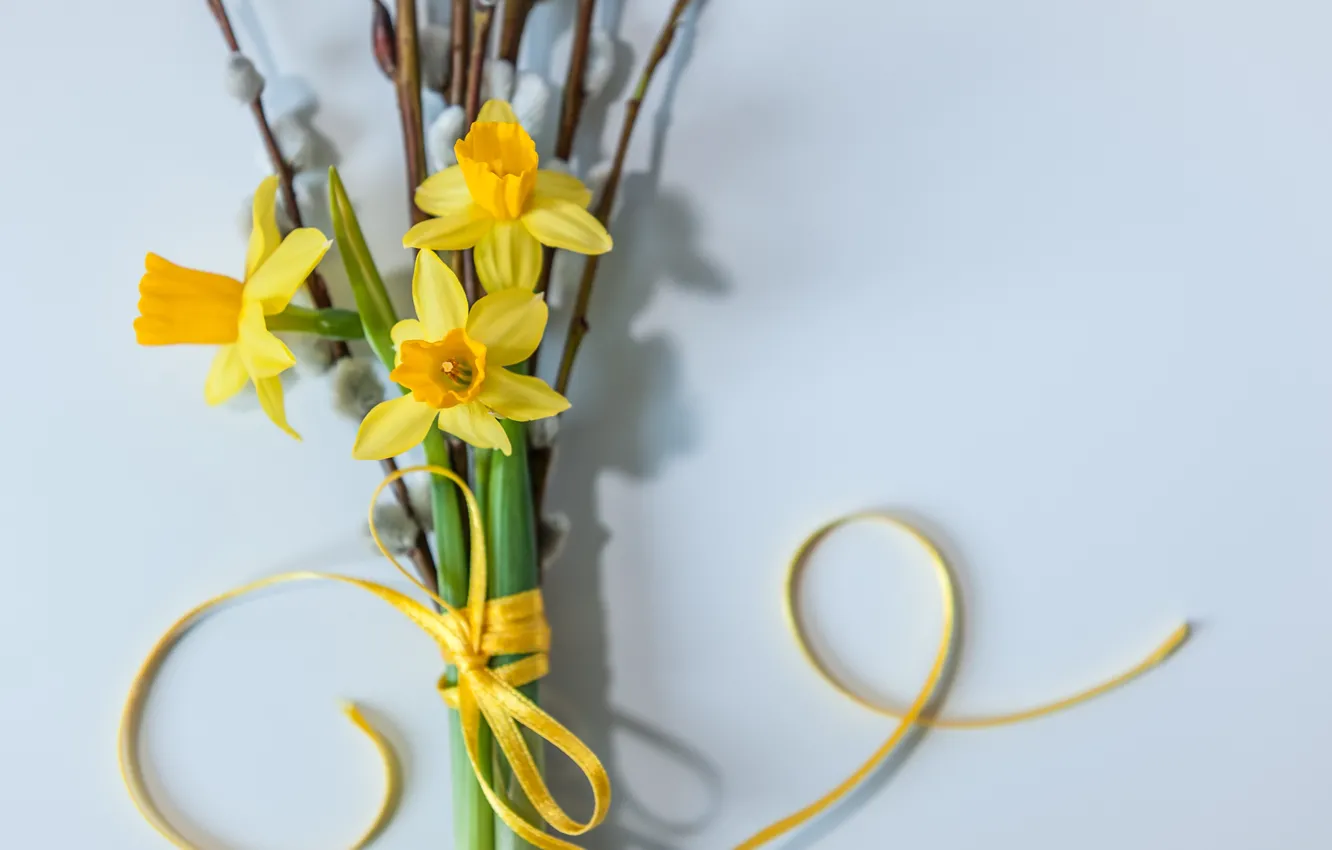 Photo wallpaper flowers, bouquet, Verba, daffodils