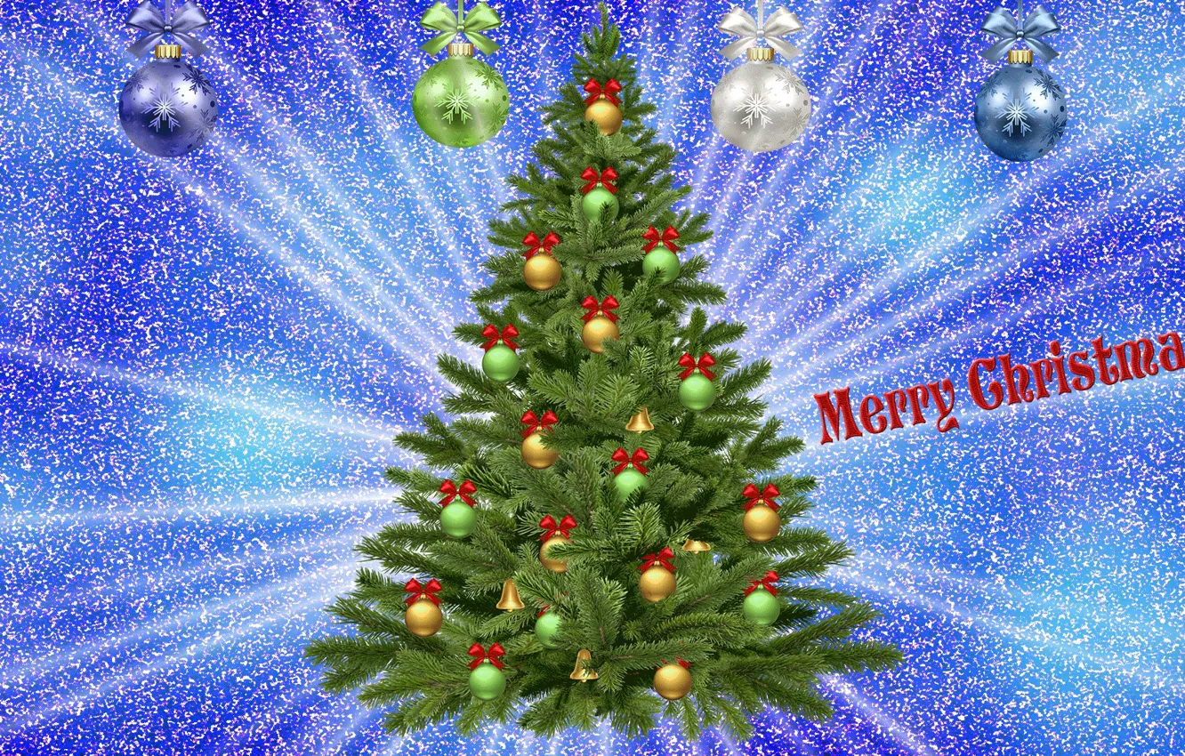 Photo wallpaper Snow, Choinka, Congratulations