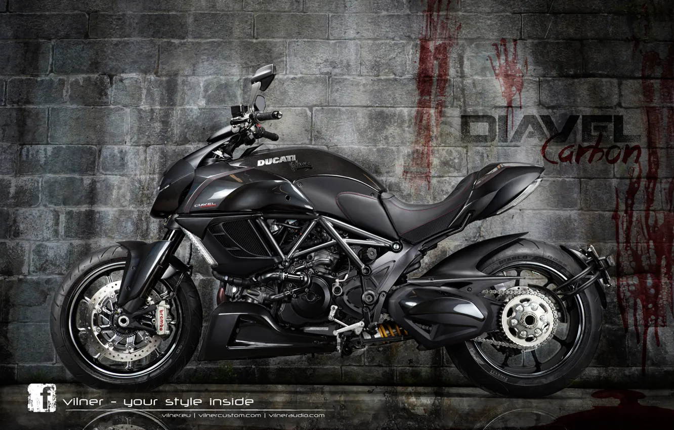 Photo wallpaper motorcycle, red., black., The DEVIL, DUCATI
