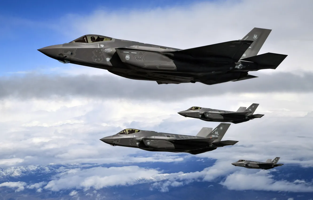 Photo wallpaper UNITED STATES AIR FORCE, fighter-bomber, Lightning II, Lockheed Martin, F-35A